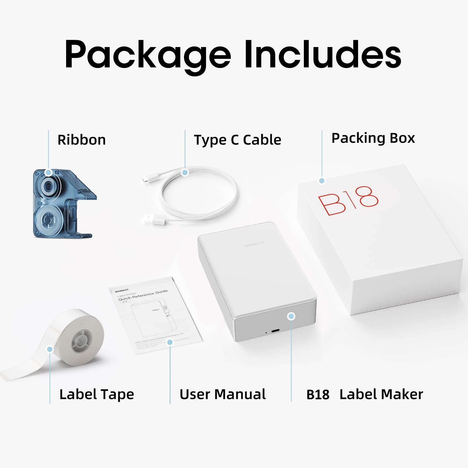 NB382 - NIIMBOT - N1 - BLUETOOTH THERMAL TRANSFER LABEL PRINTER INCL FREE LABEL & RIBBON (14*50MM - WHITE)