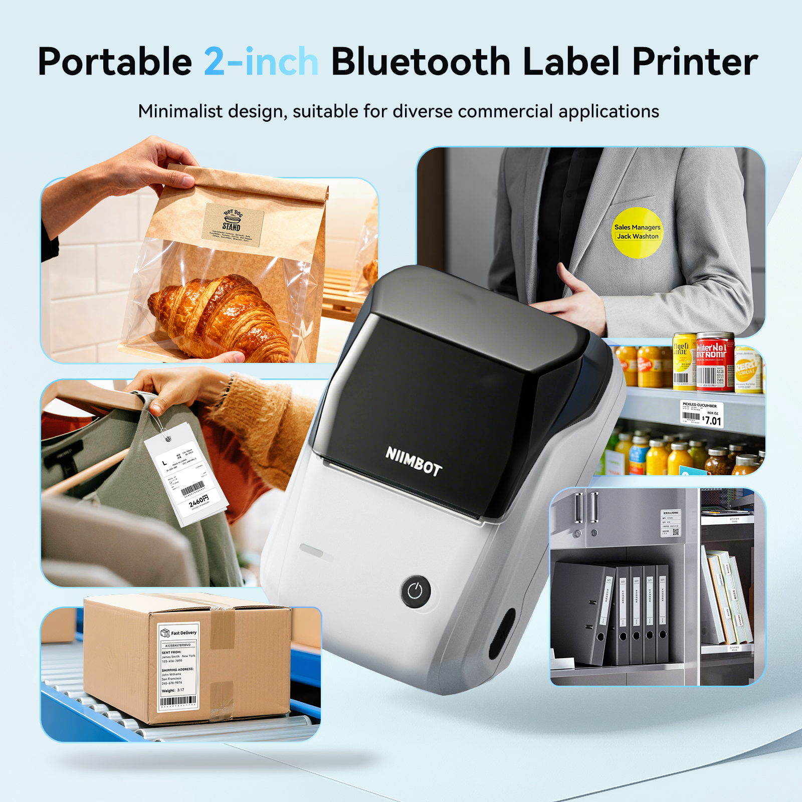 NB493 - NIIMBOT - B1 - PORTABLE THERMAL LABEL BLUETOOTH PRINTER INCL FREE WHITE LABEL (50X30MM)