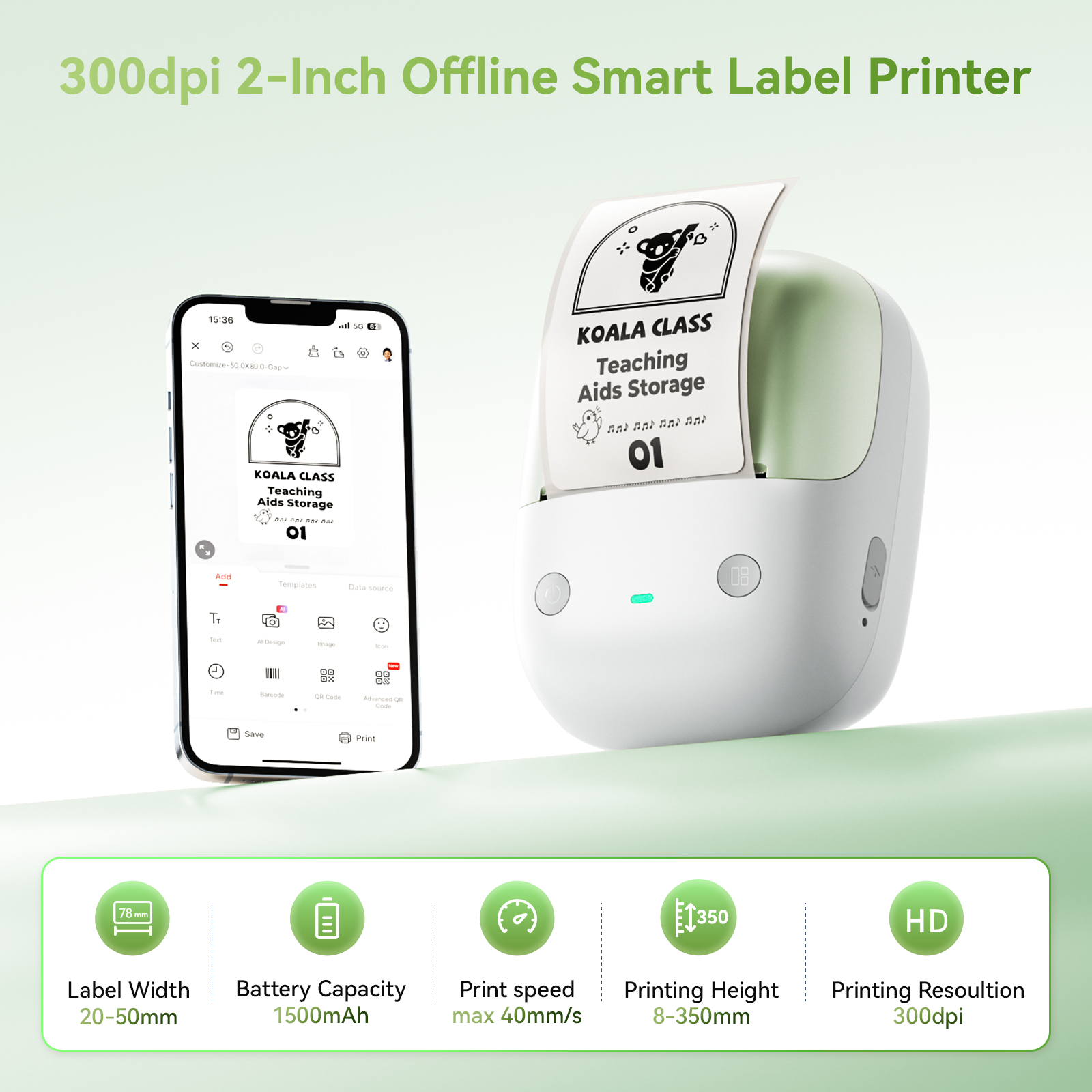 NB808 - Niimbot - B2-Pro - 300DPI - Portable Thermal Label Printer Incl Free Label