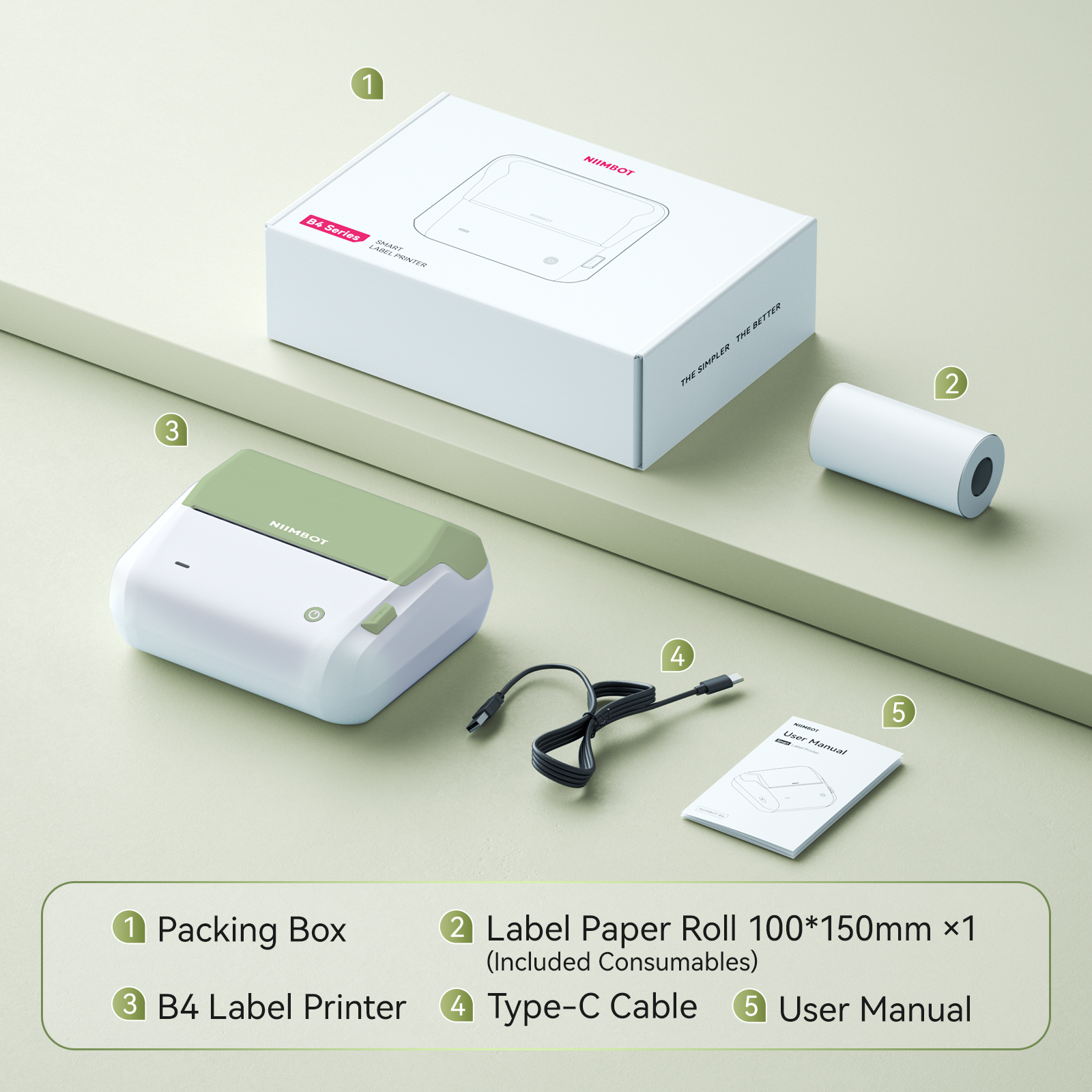 NB609 - NIIMBOT - B4 - BLUETOOTH SHIPPING THERMAL LABEL PRINTER INCL FREE LABEL ROLL