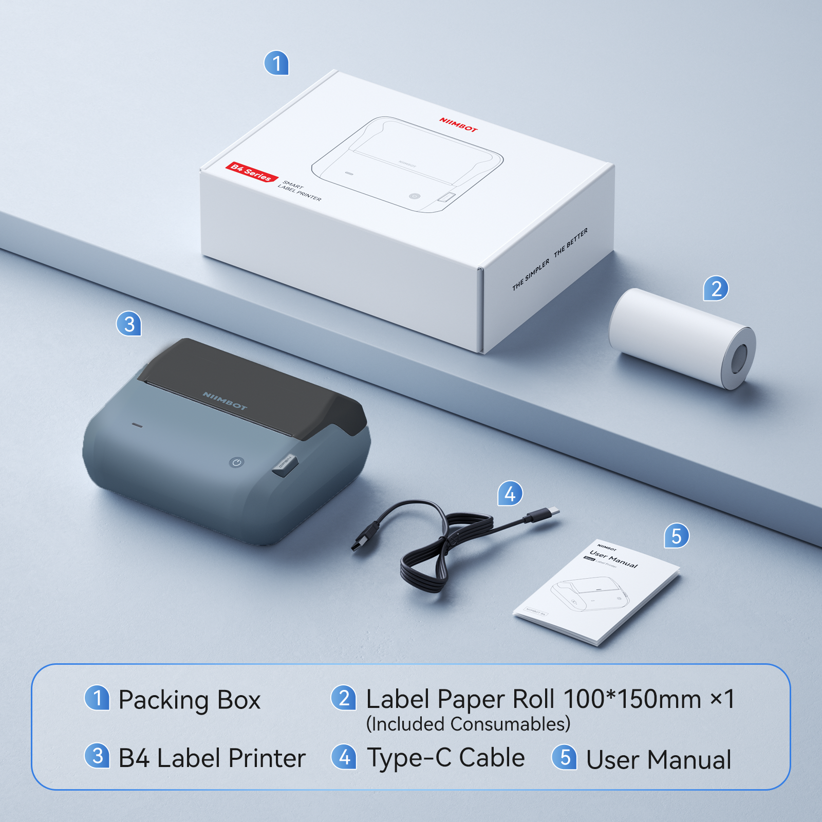 NB609 - NIIMBOT - B4 - BLUETOOTH SHIPPING THERMAL LABEL PRINTER INCL FREE LABEL ROLL