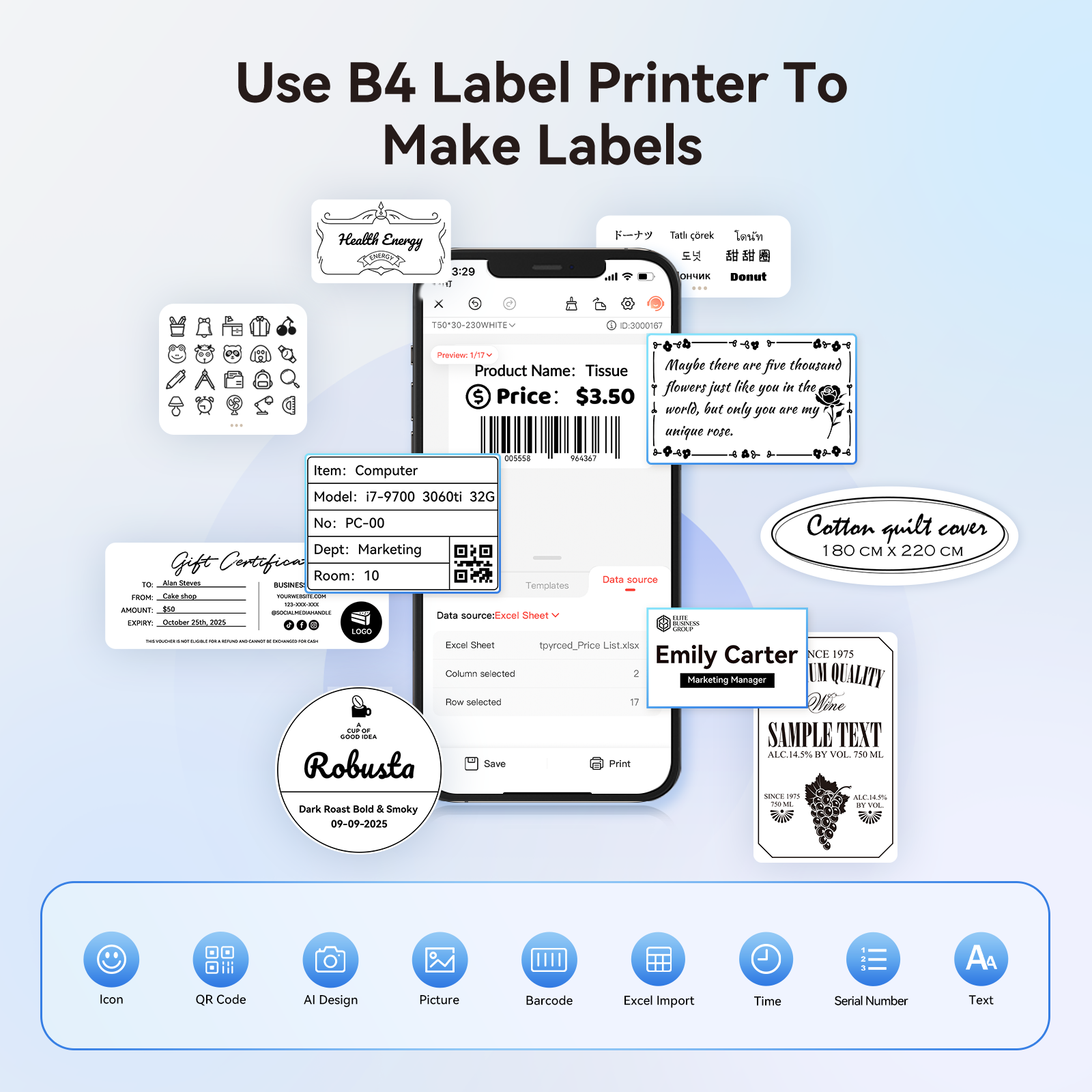 NB609 - NIIMBOT - B4 - BLUETOOTH SHIPPING THERMAL LABEL PRINTER INCL FREE LABEL ROLL