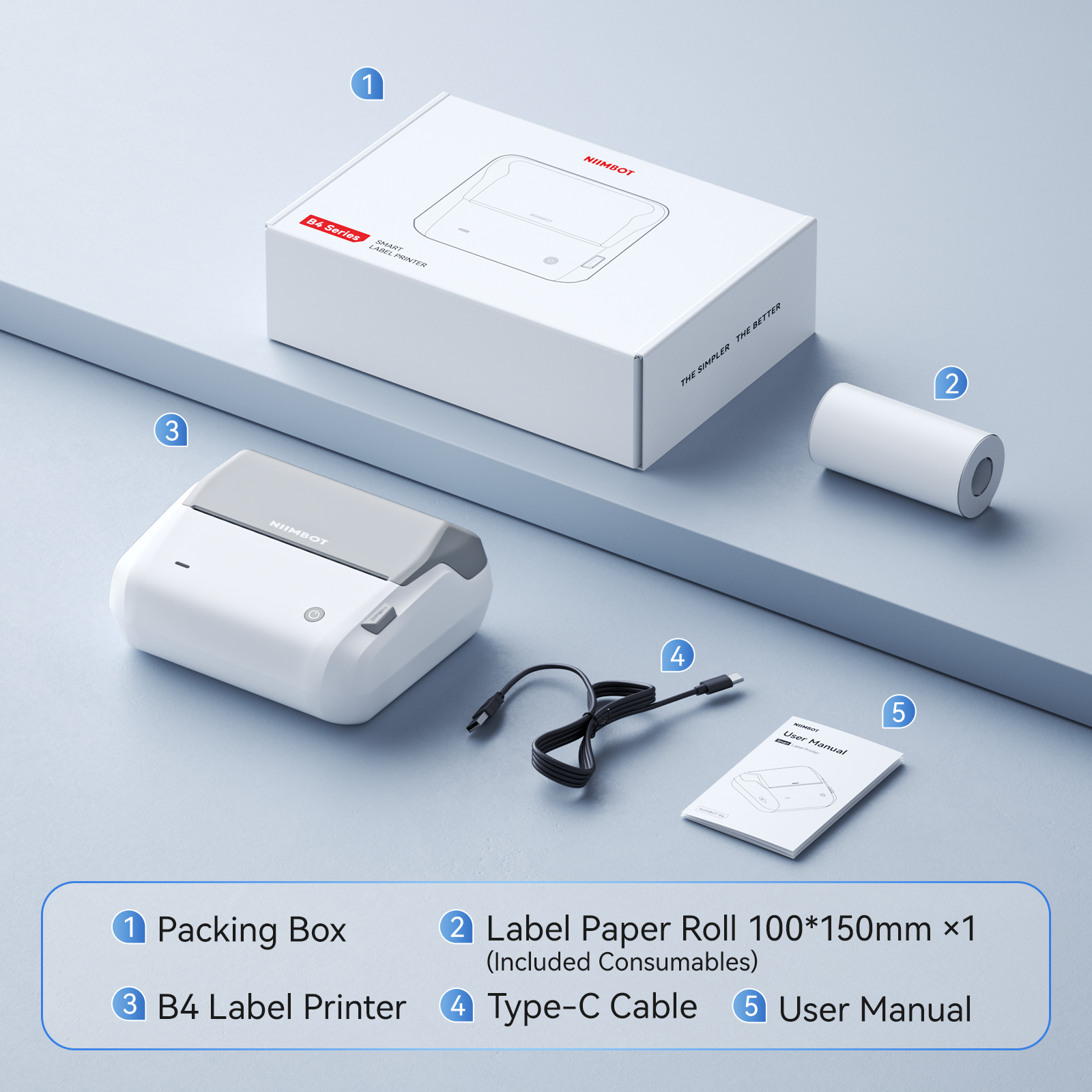 NB609 - NIIMBOT - B4 - BLUETOOTH SHIPPING THERMAL LABEL PRINTER INCL FREE LABEL ROLL