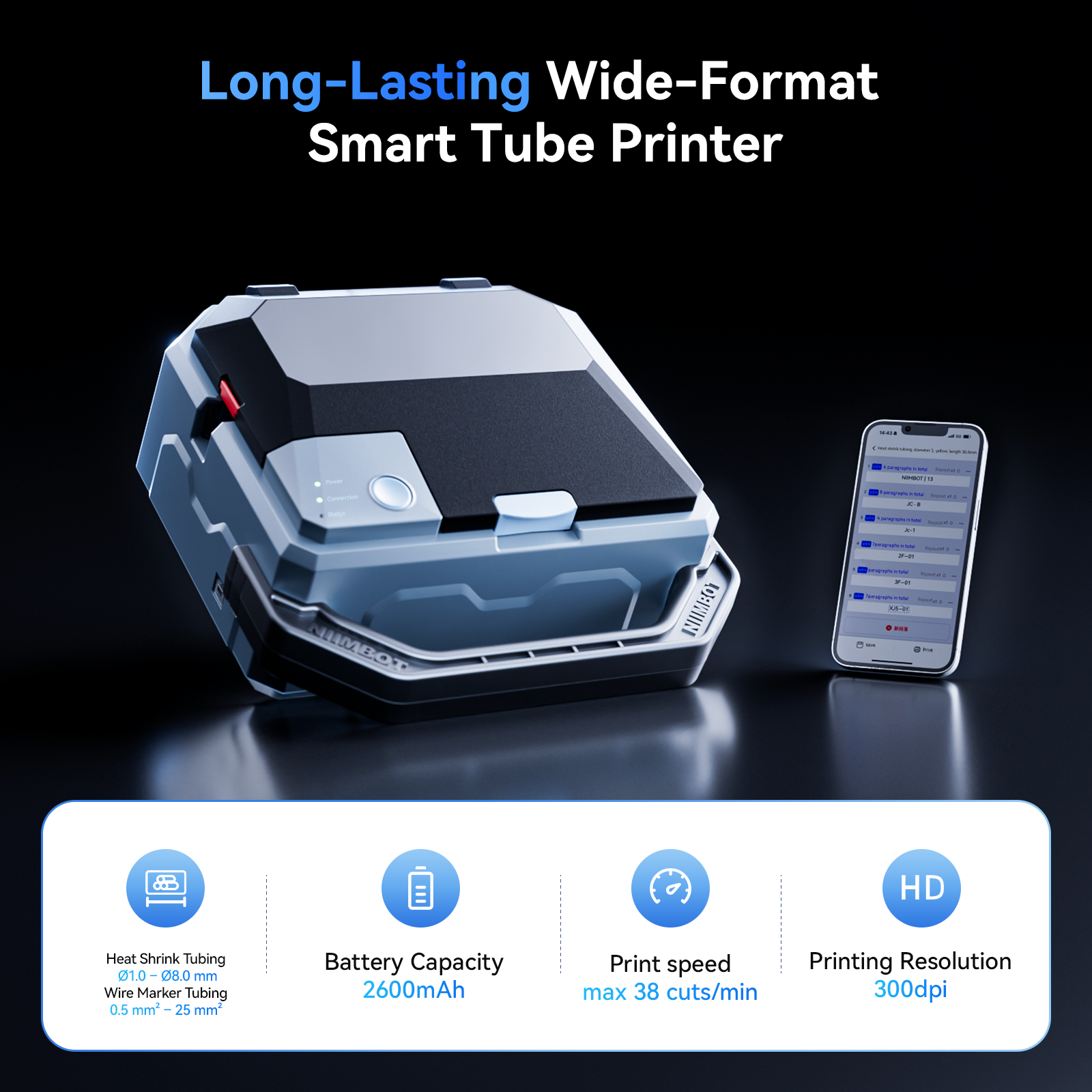 NB801 - NIIMBOT - C1 CABLE THERMAL TRANSFER PRINTER - LAKE BLUE GRAY