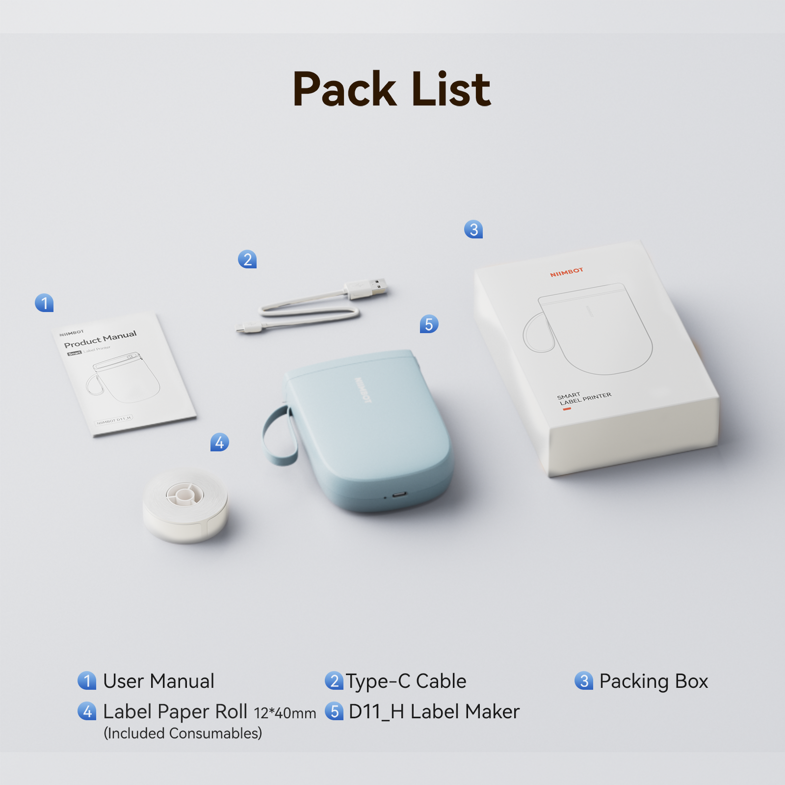 NIIMBOT - D11_H - 300 DPI - IMPRIMANTE D'ÉTIQUETTES BLUETOOTH PORTABLE AVEC ROULEAU D'ÉTIQUETTES OFFERT