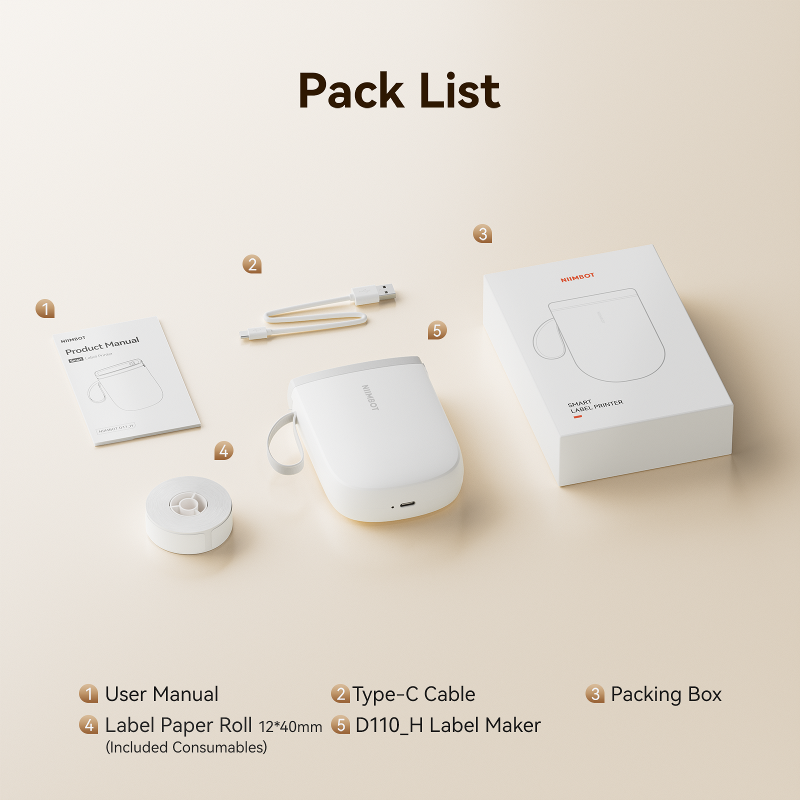 NIIMBOT - D11_H - 300 DPI - IMPRIMANTE D'ÉTIQUETTES BLUETOOTH PORTABLE AVEC ROULEAU D'ÉTIQUETTES OFFERT