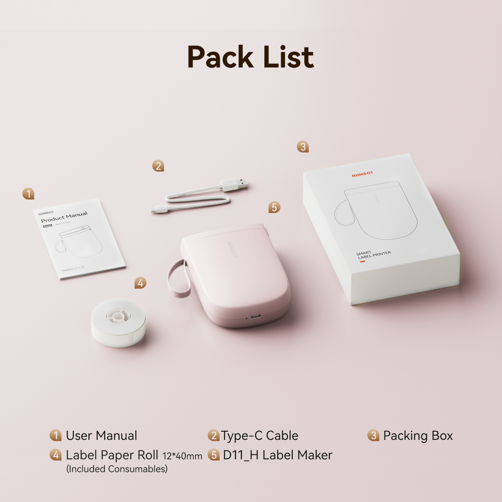 NIIMBOT - D11_H - 300 DPI - IMPRIMANTE D'ÉTIQUETTES BLUETOOTH PORTABLE AVEC ROULEAU D'ÉTIQUETTES OFFERT