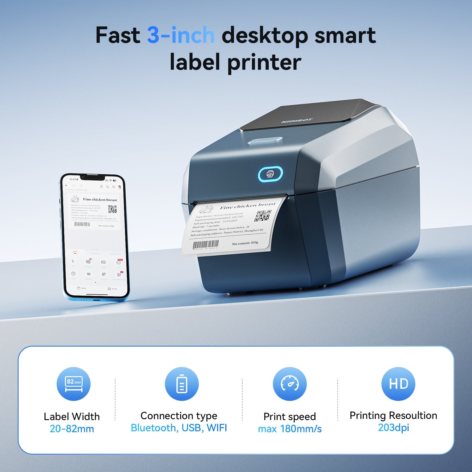 NB606 - Niimbot - K3-W - Thermal Business Bluetooth & Wifi Label Printer