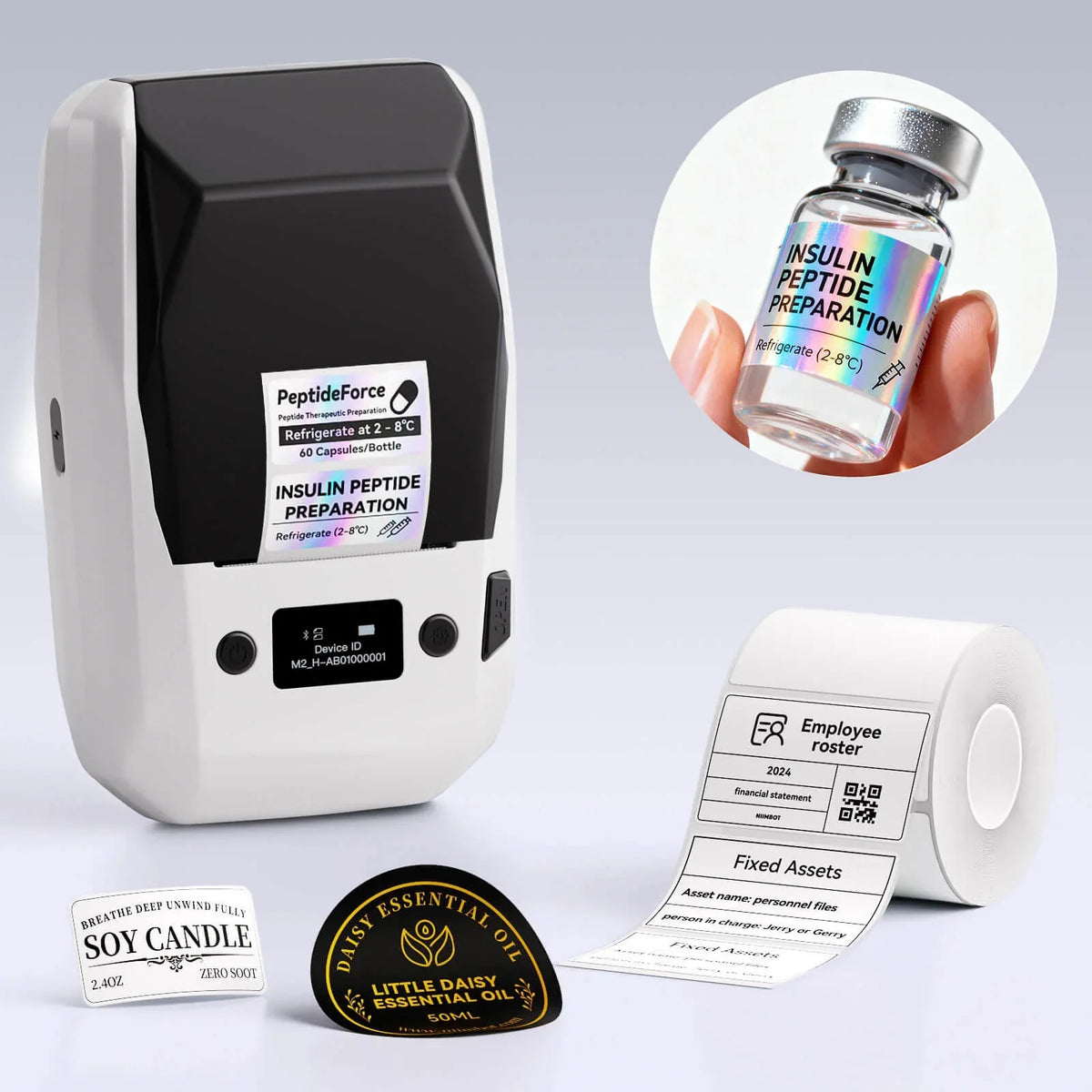 NB589 - NIIMBOT - MODELLO: M2_H - STAMPANTE PER ETICHETTE BLUETOOTH A TRASFERIMENTO TERMICO - 300 DPI - INCLUSA CARTUCCIA DI NASTRO NERO E ROTOLO DI ETICHETTE DA 50*30 MM