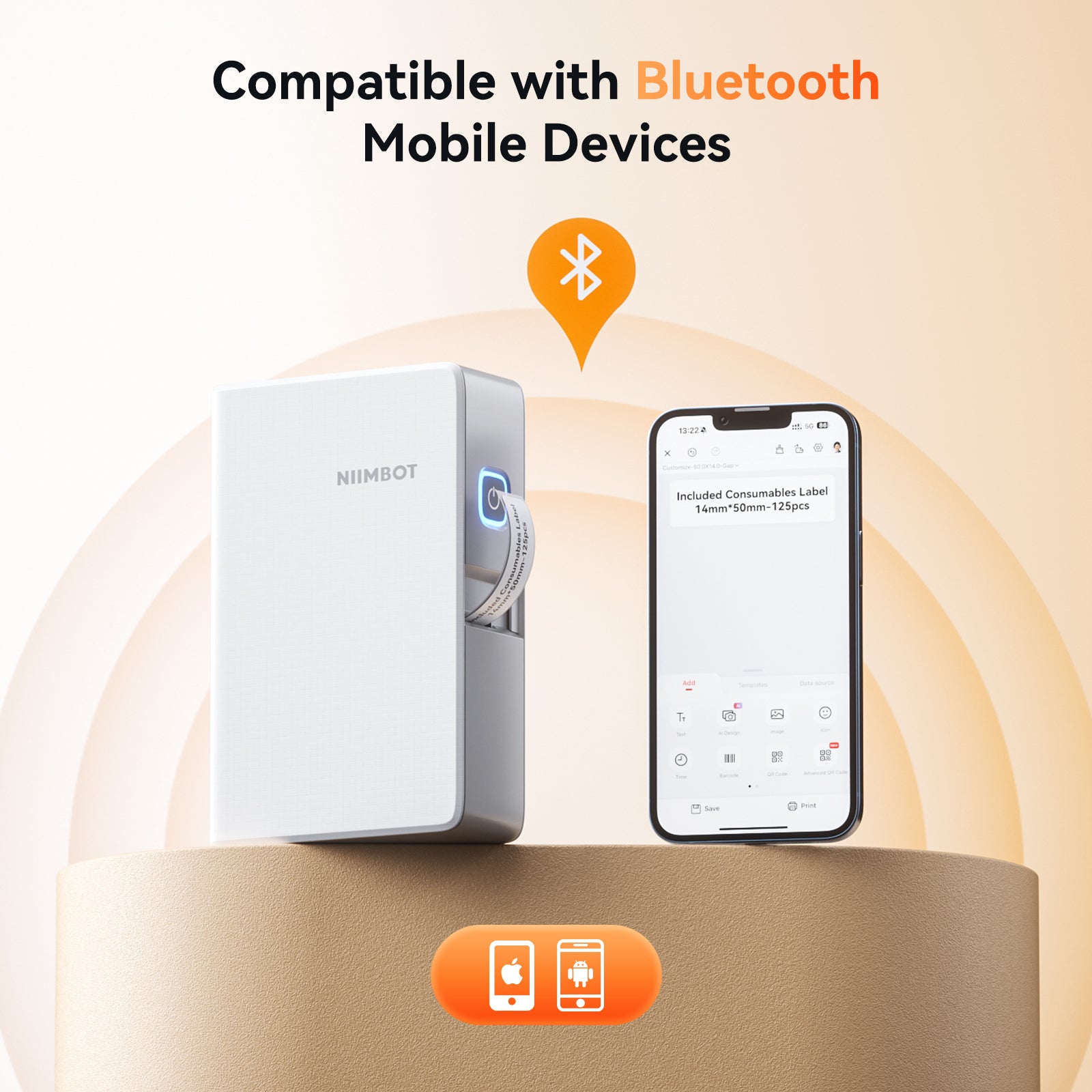 NB623 - NIIMBOT - N1 - STAMPANTE PER ETICHETTE A TRASFERIMENTO TERMICO BLUETOOTH CON ETICHETTA BIANCA E CARTUCCIA NERA GRATUITE (14*50 MM)