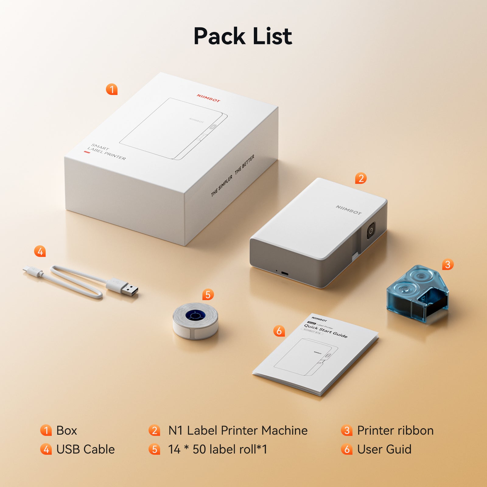 NB623 - NIIMBOT - N1 - STAMPANTE PER ETICHETTE A TRASFERIMENTO TERMICO BLUETOOTH CON ETICHETTA BIANCA E CARTUCCIA NERA GRATUITE (14*50 MM)