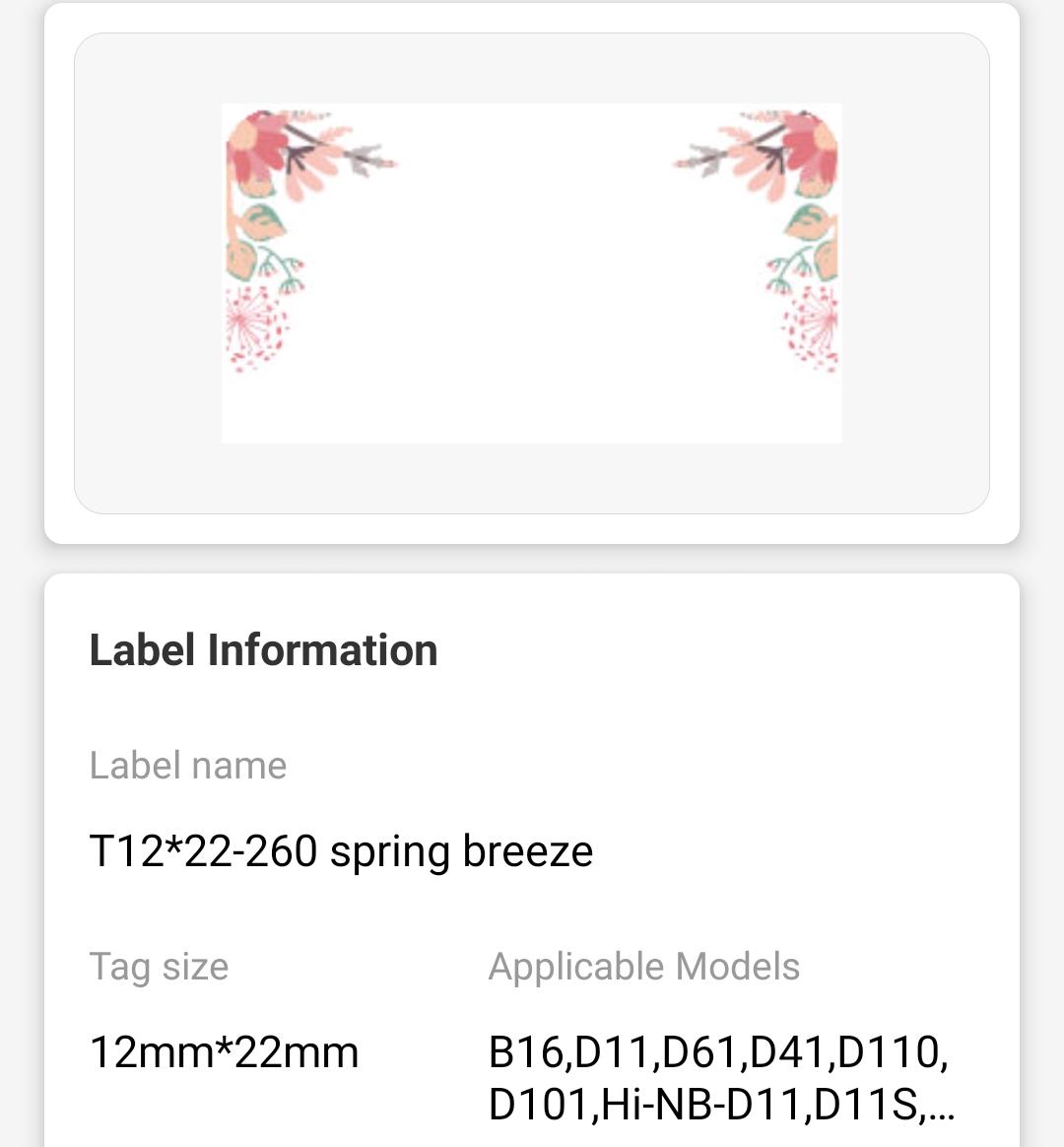 NB124 - NIIMBOT - D11 / D101 / D110 / H1S - 12X22MM - 260 SPRING RED LABELS