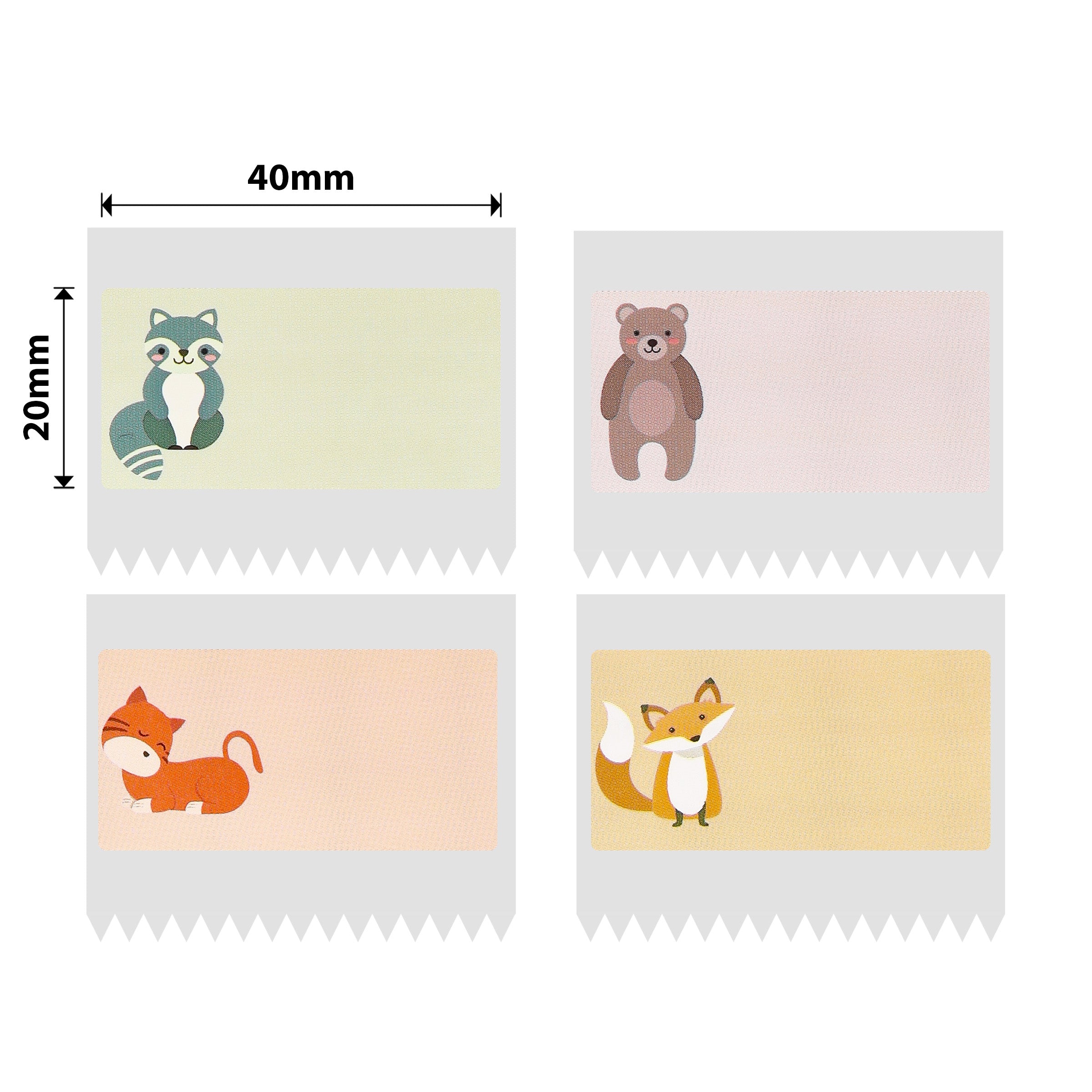NB242 - NIIMBOT - B1 / B21 / B3S / B4 - 40 x 20 mm - 320 étiquettes thermiques - Étiquettes nominatives - Motif animal