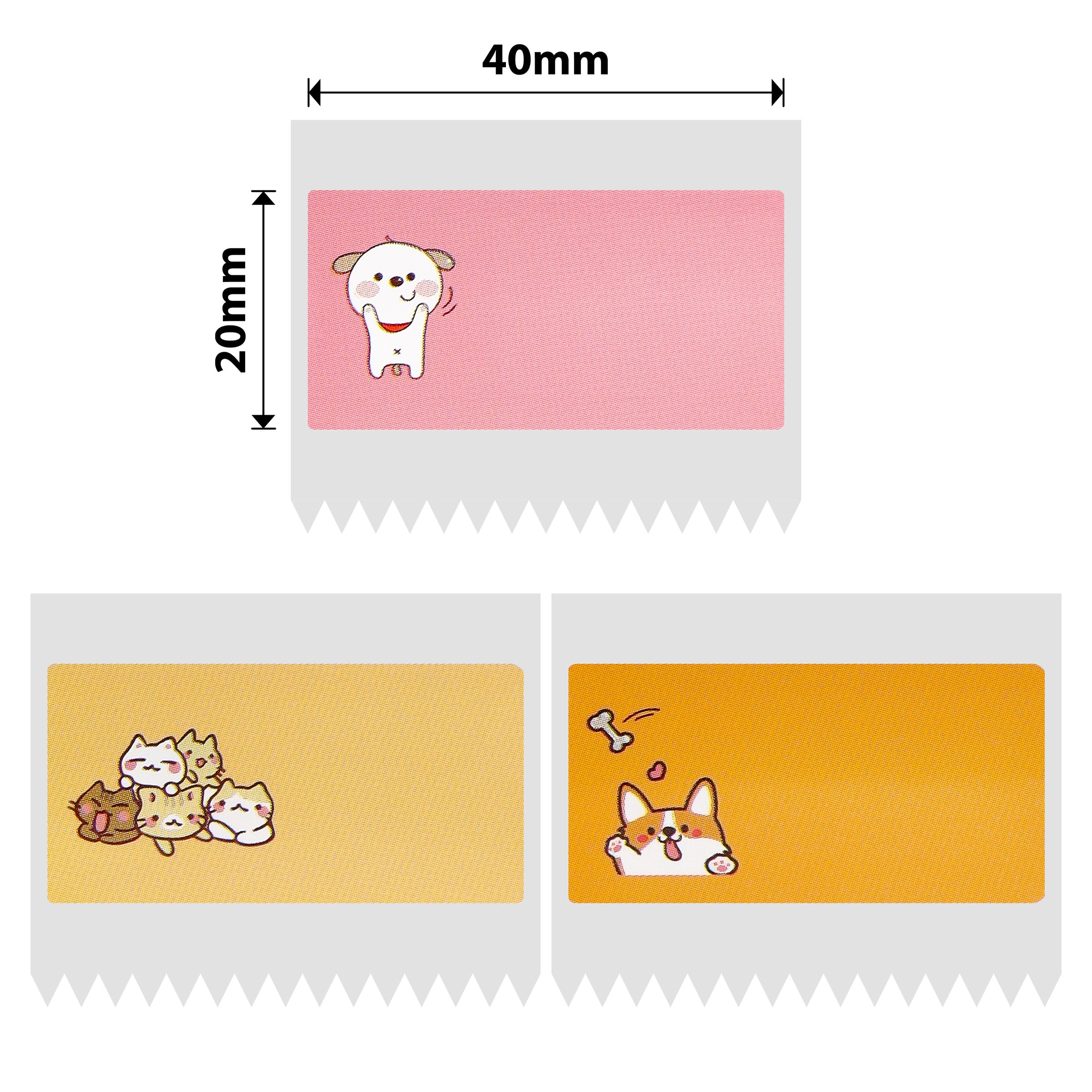 NIIMBOT - B Range - 40x20mm - Pink & Orange, Cat & Dog - 320 Labels