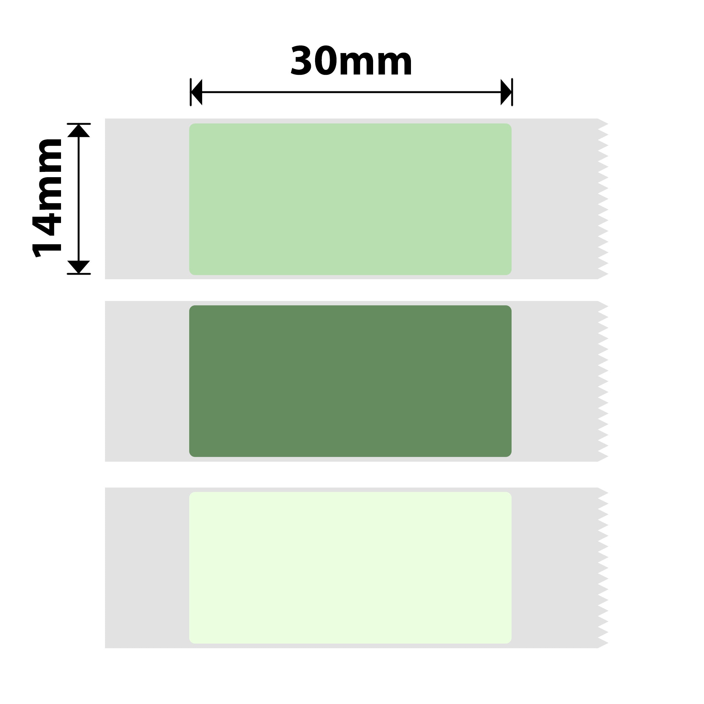 NB284 - NIIMBOT - D11 / D101 / D110 / H1S - 14X30MM - 210 GREEN 3 COLOURS LABELS