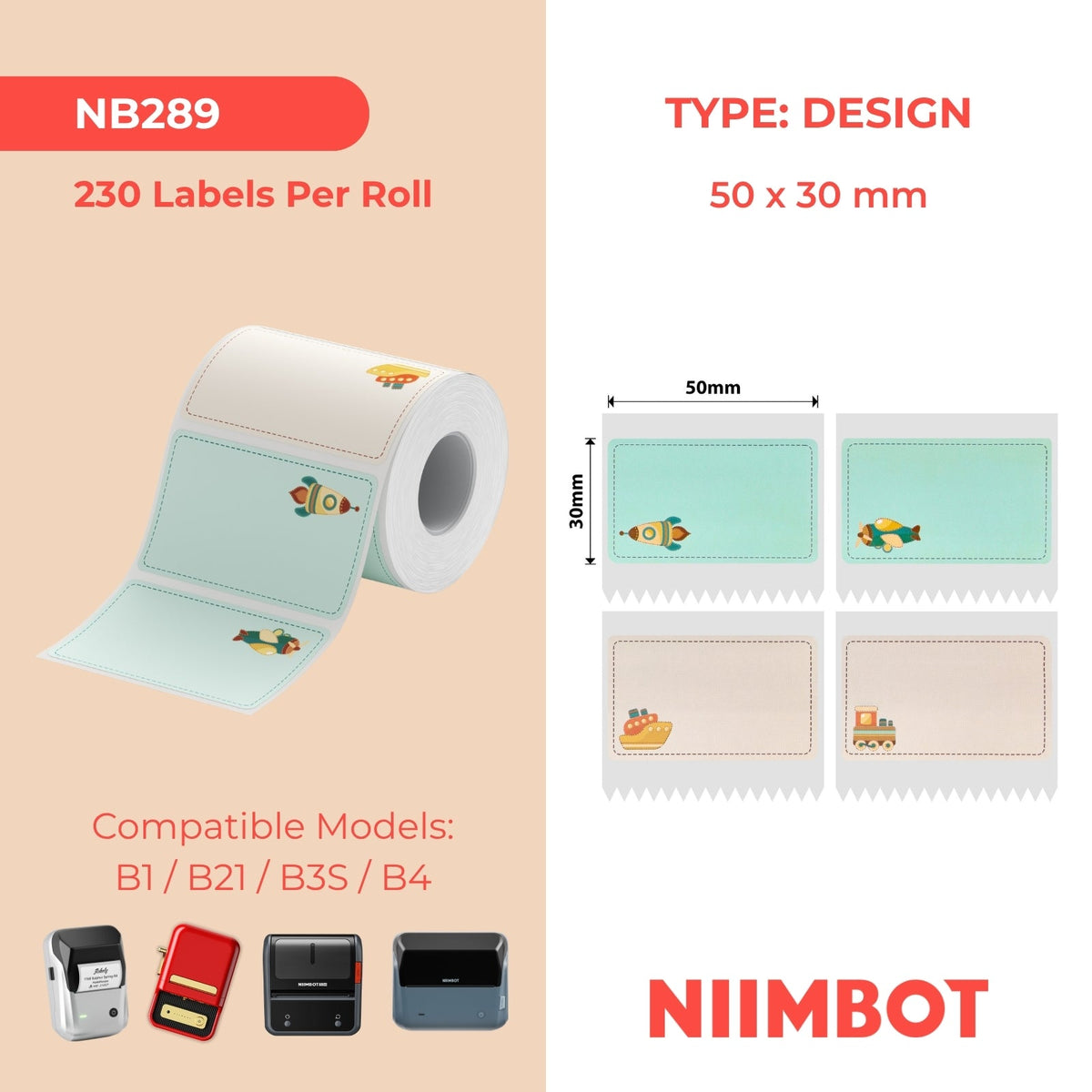 NIIMBOT - B Range - 50x30mm - Childhood Dream - 230 Labels