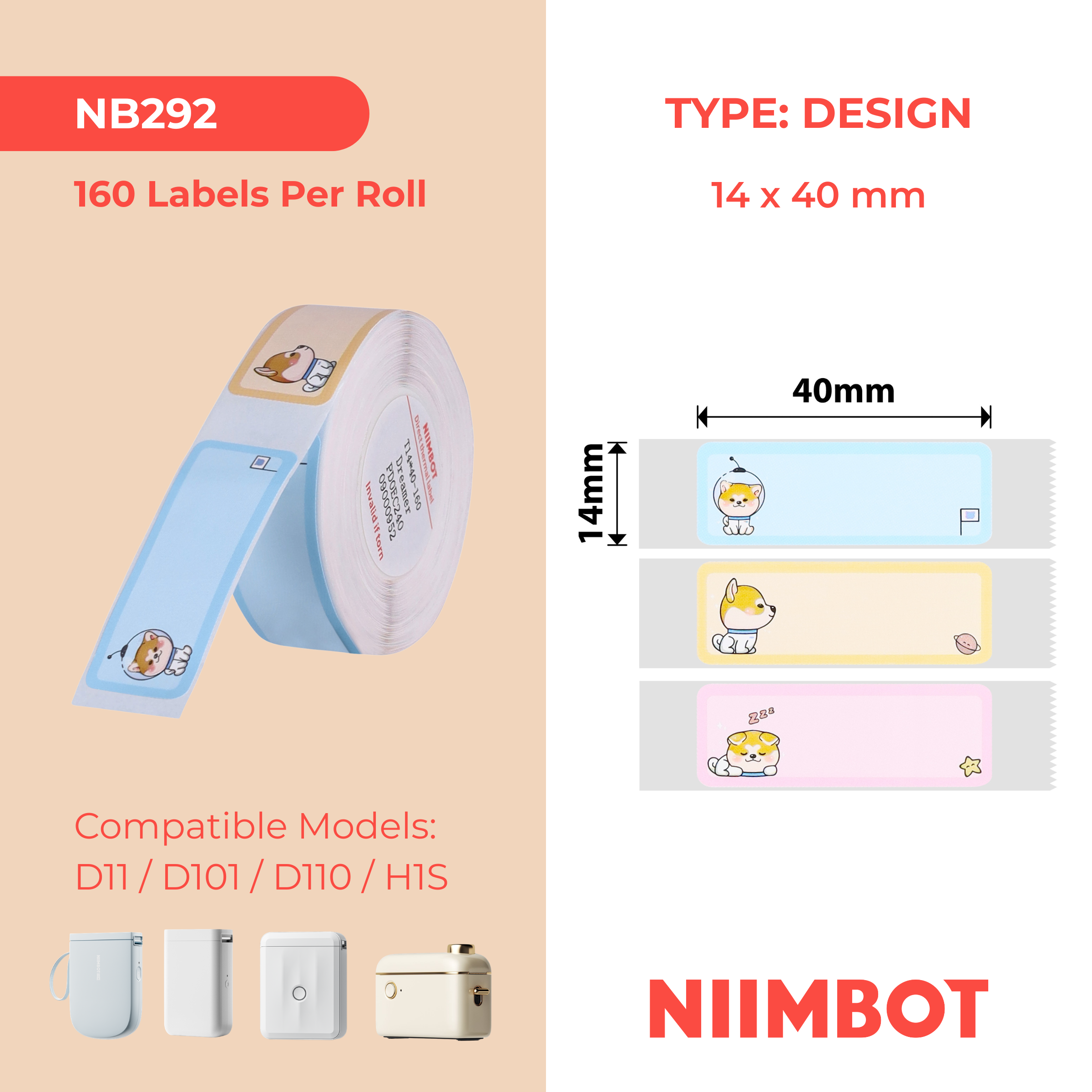 NB418 - NIIMBOT - B18 / N1 - 14X40MM - 150 DREAMER LABELS