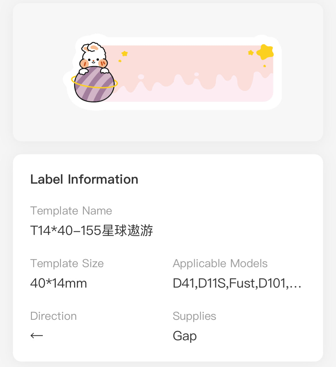 NB299 - NIIMBOT - D11 / D101 / D110 / H1S - 14X40MM - 155 PLANET TOUR LABELS