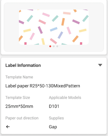NB307 - NIIMBOT - D101 ONLY - 25X50MM - 130 MIXED PATTERN LABELS
