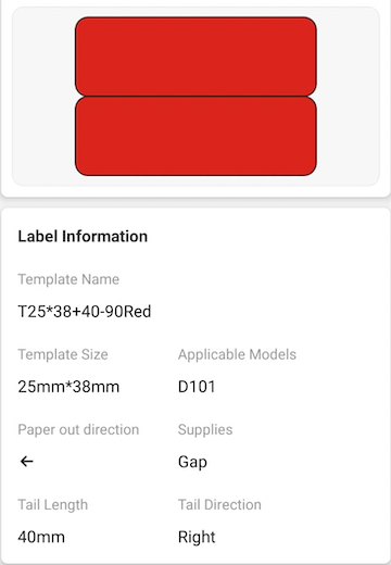 NB379 - NIIMBOT - D101 ONLY - 25X78MM - 90 RED CABLE LABELS