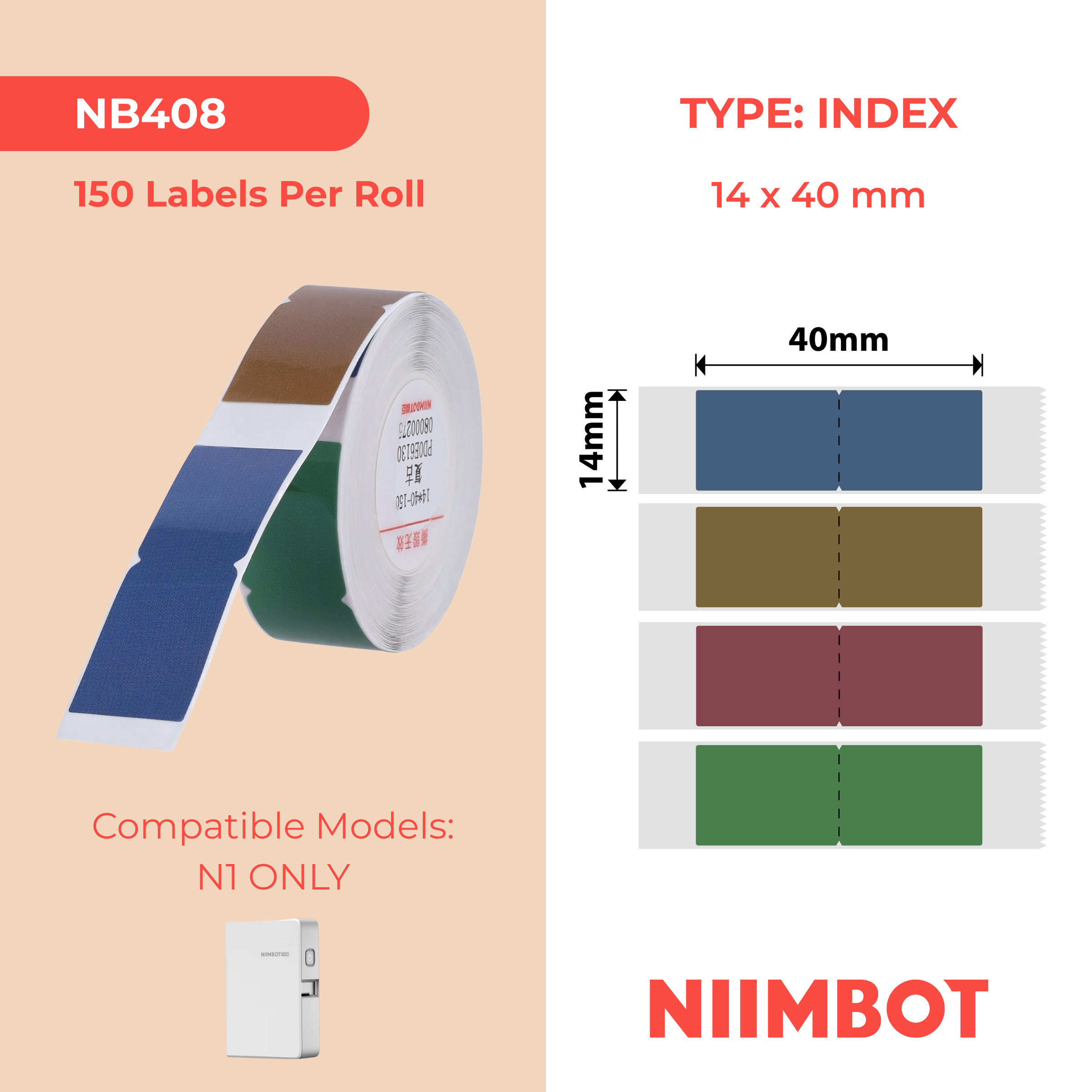 NB408 - NIIMBOT - B18 / N1 - 14X40MM - 150 INDEX VINTAGE LABELS