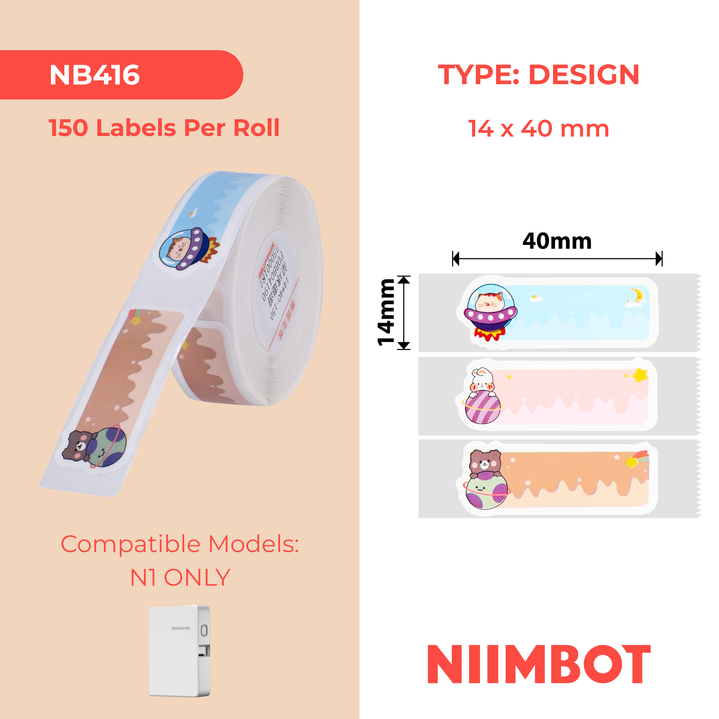 NB416 - NIIMBOT - B18 / N1 - 14X40MM - 150 STAR TREK LABELS