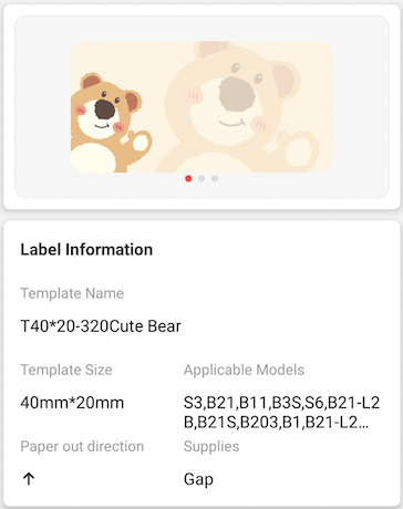 NB452 - NIIMBOT - B1 / B21 / B3S / B4 - 40X20MM - 320 CUTE BEAR LABELS