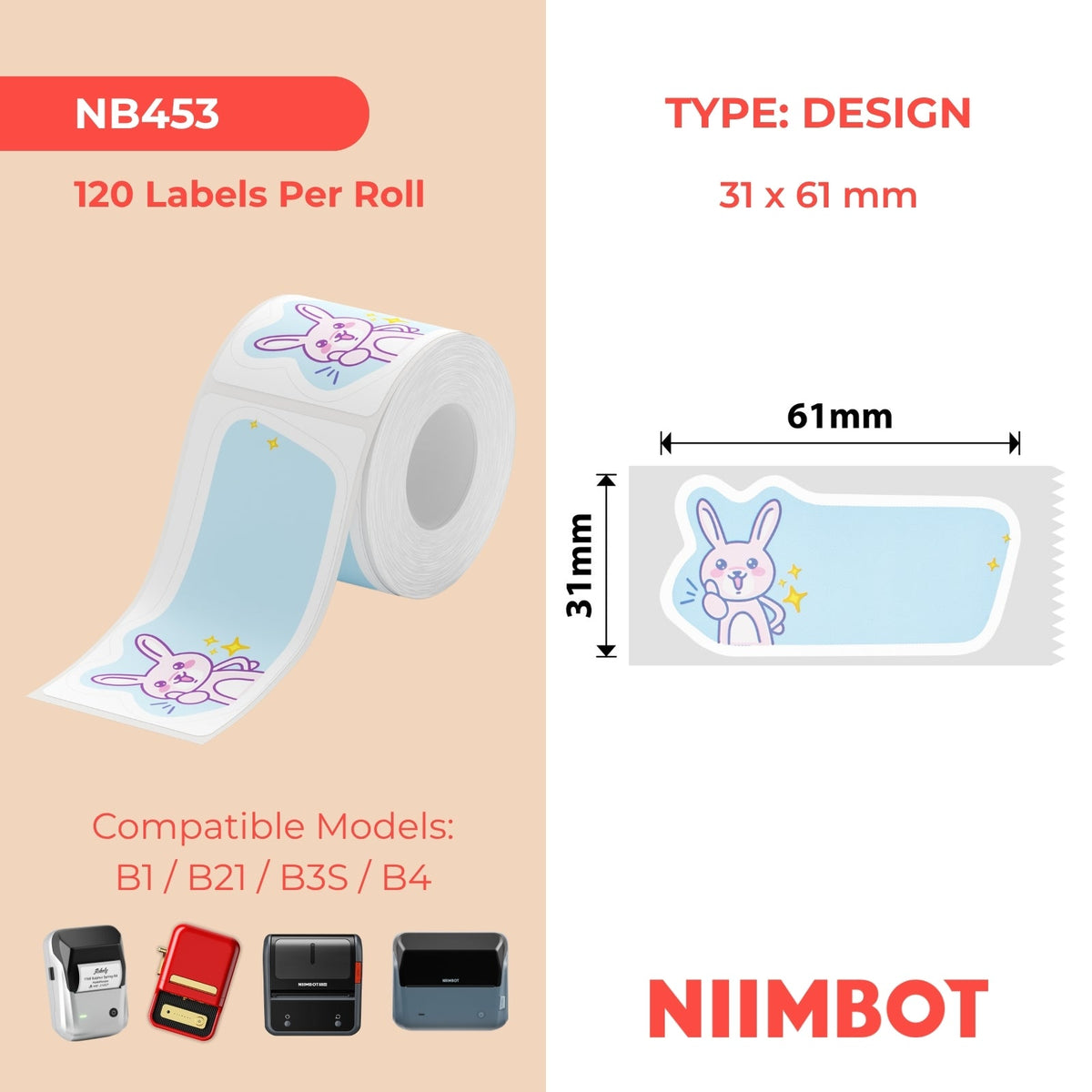 NIIMBOT - B Range - 31x61mm - Good Job - 120 Labels