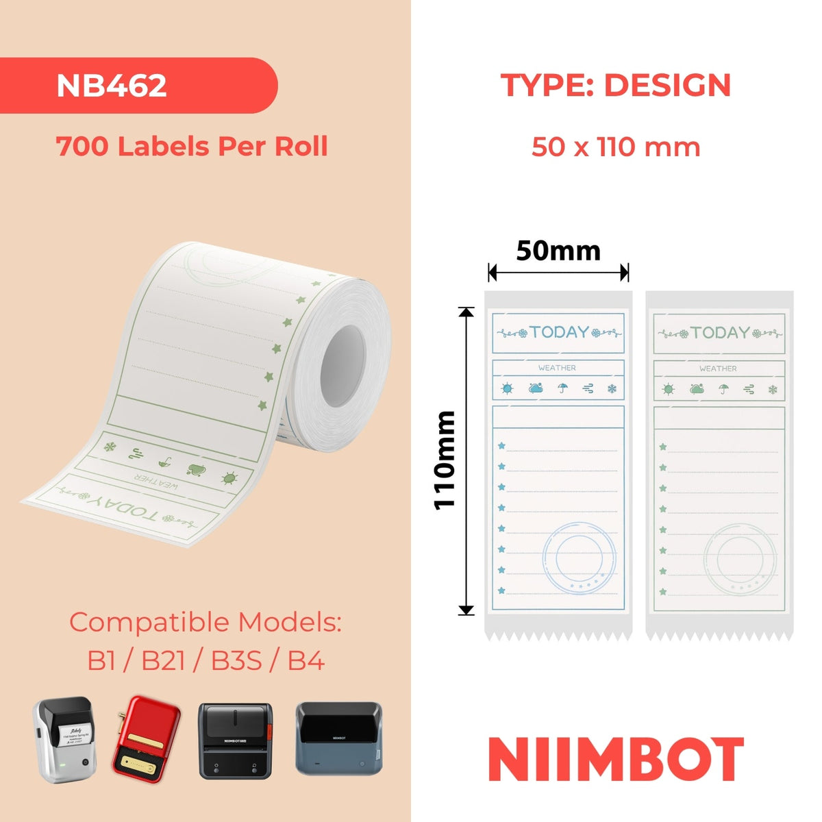 NIIMBOT - B Range - 50x110mm - To Do List - 70 Labels