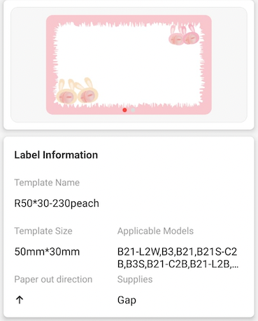 NB464 - NIIMBOT - B1 / B21 / B3S / B4 - 50X30MM - 230 PEACH LABELS