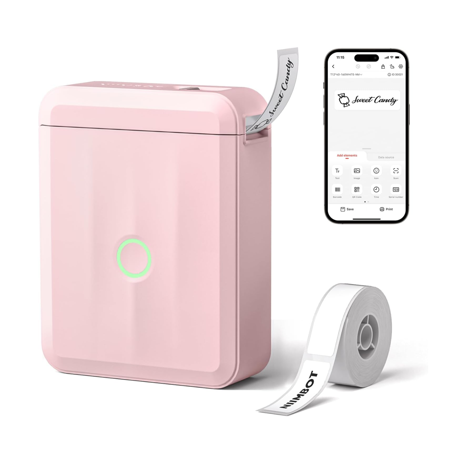 NB524 - NIIMBOT - D110_M - PORTABLE BLUETOOTH LABEL PRINTER INCL FREE LABEL ROLL (12X40MM)