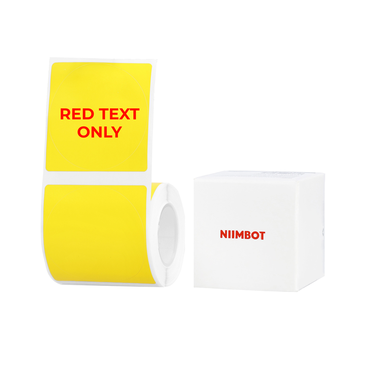 NB659 - NIIMBOT - B1 / B21 / B3S / B4 - T50X50 - 145 ÉTIQUETTES PAR ROULEAU - JAUNE - TEXTE ROUGE UNIQUEMENT - RONDES