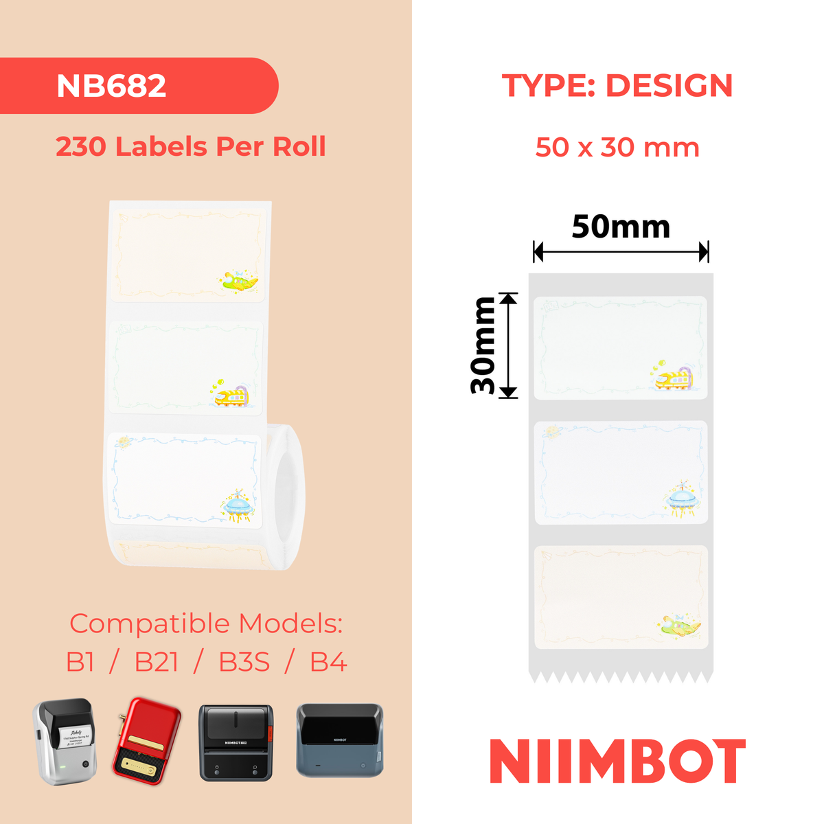 NIIMBOT - B Range - 50x30mm - Travel The World - 230 Labels