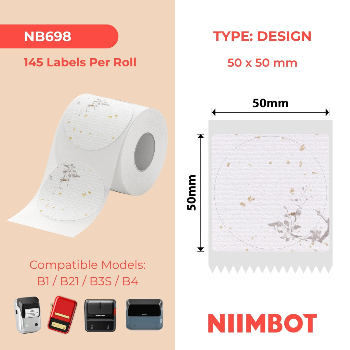 NB699 - NIIMBOT - T50*50MM - 145 ETICHETTE - VASO PER FIORI E VINO