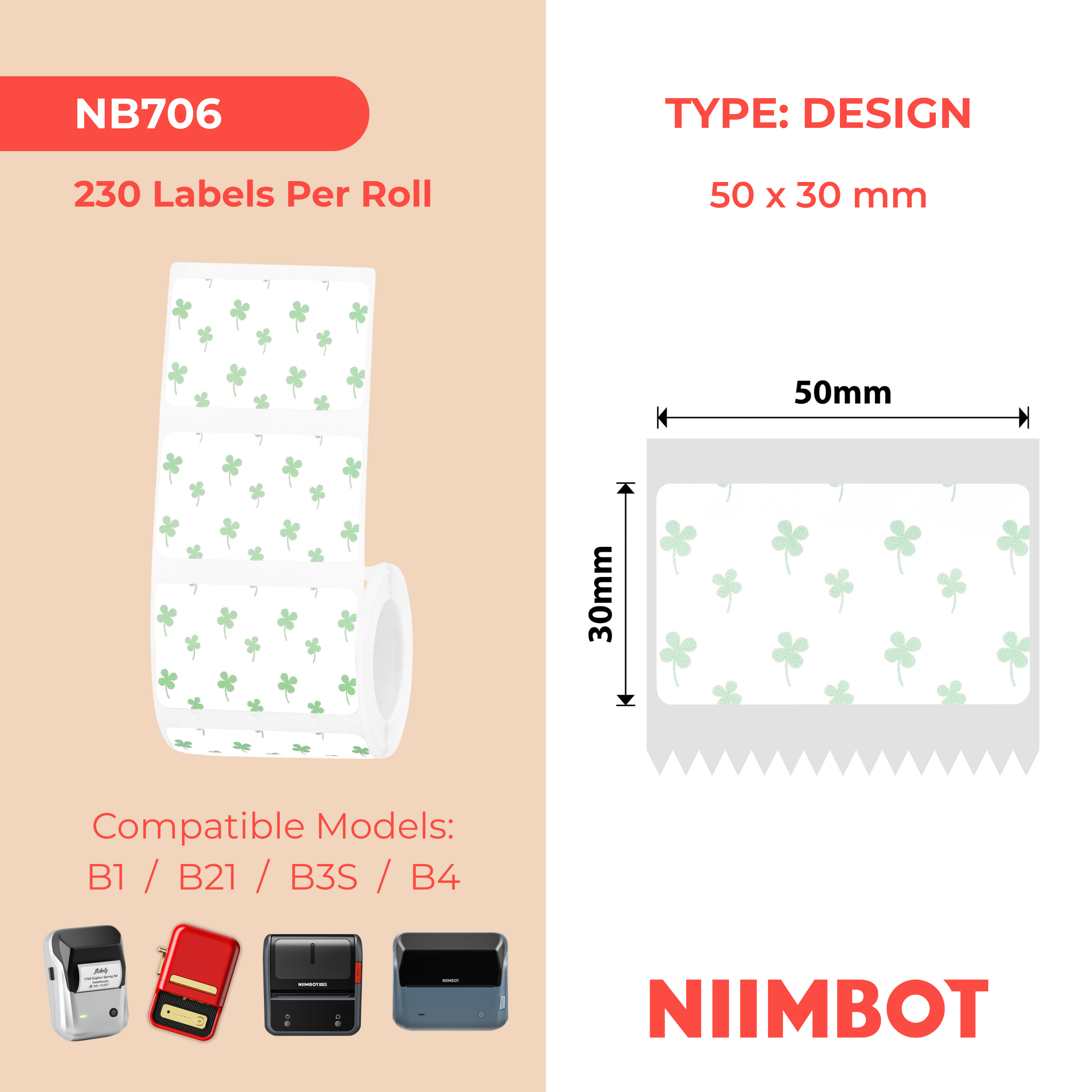 NB706 - NIIMBOT - T50*30MM - 230 ÉTIQUETTES - ÉTÉ 010