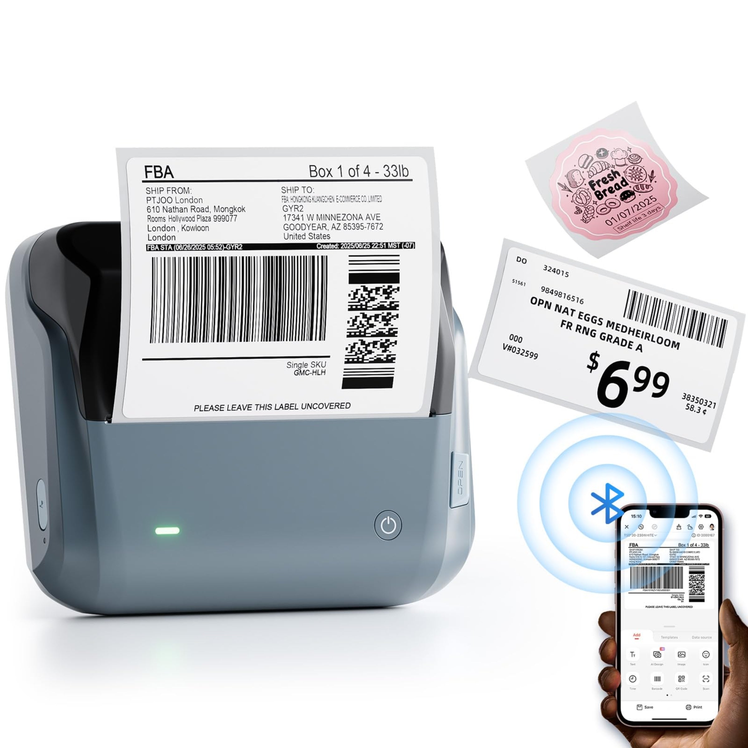 NB609 - NIIMBOT - B4 - BLUETOOTH SHIPPING THERMAL LABEL PRINTER INCL FREE LABEL ROLL