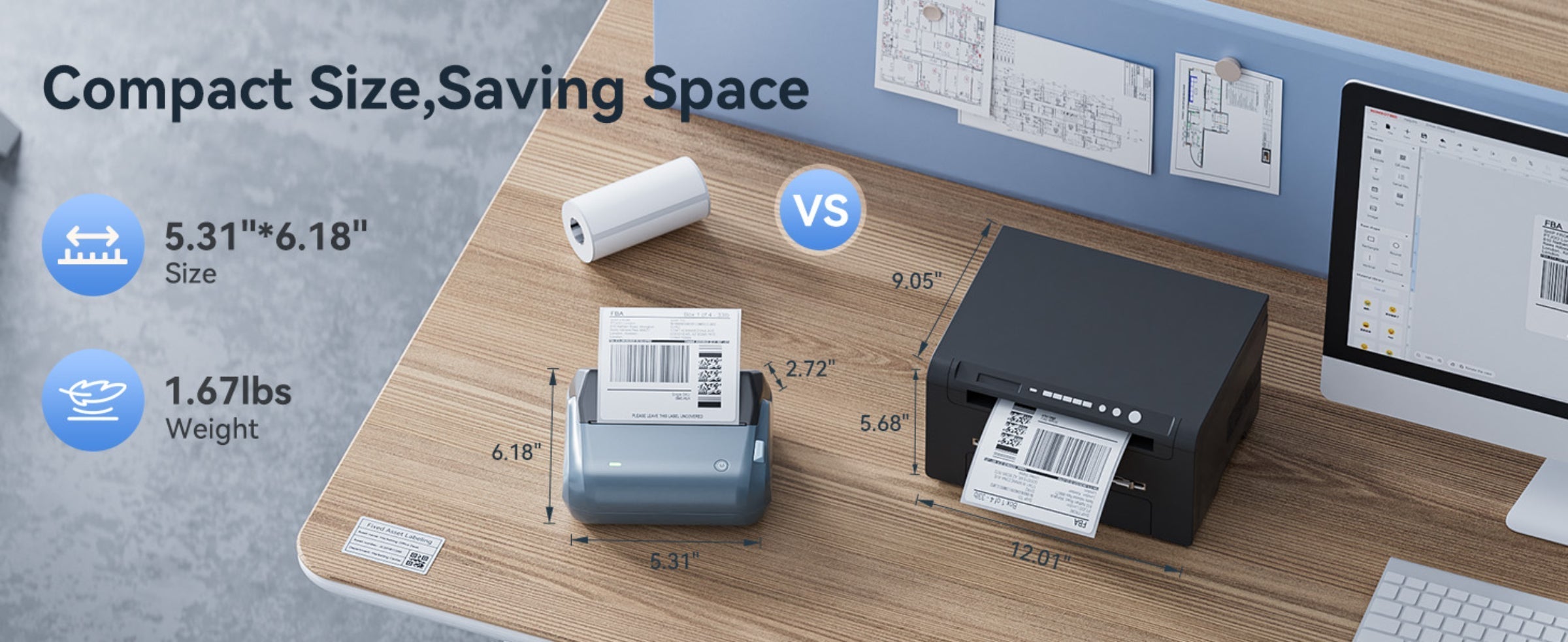 NB609 - NIIMBOT - B4 - BLUETOOTH SHIPPING THERMAL LABEL PRINTER INCL FREE LABEL ROLL