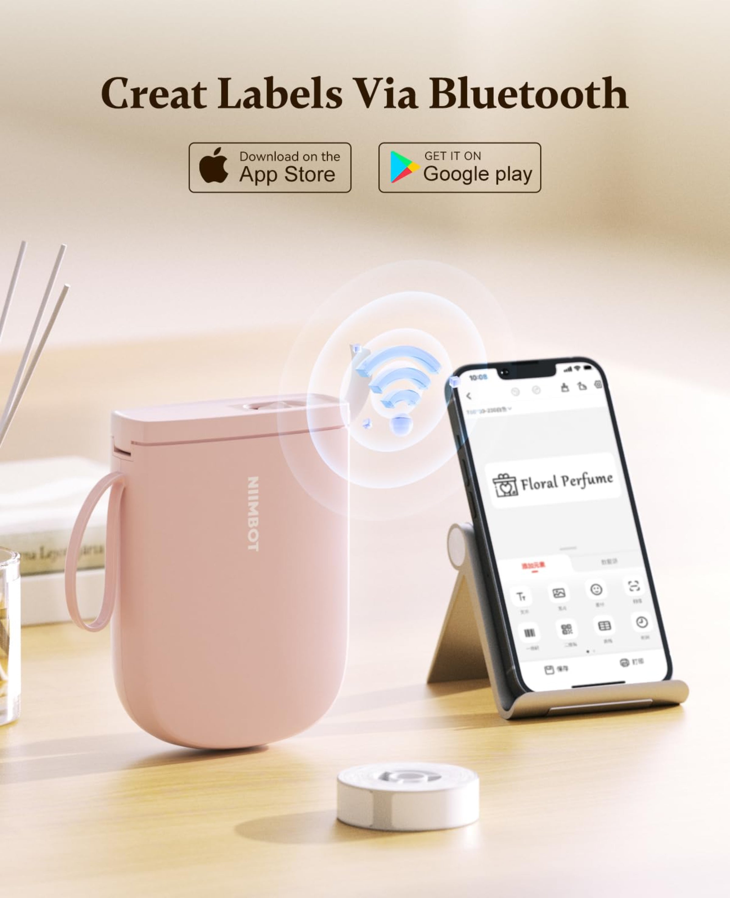NIIMBOT - D11_H - 300 DPI - IMPRIMANTE D'ÉTIQUETTES BLUETOOTH PORTABLE AVEC ROULEAU D'ÉTIQUETTES OFFERT