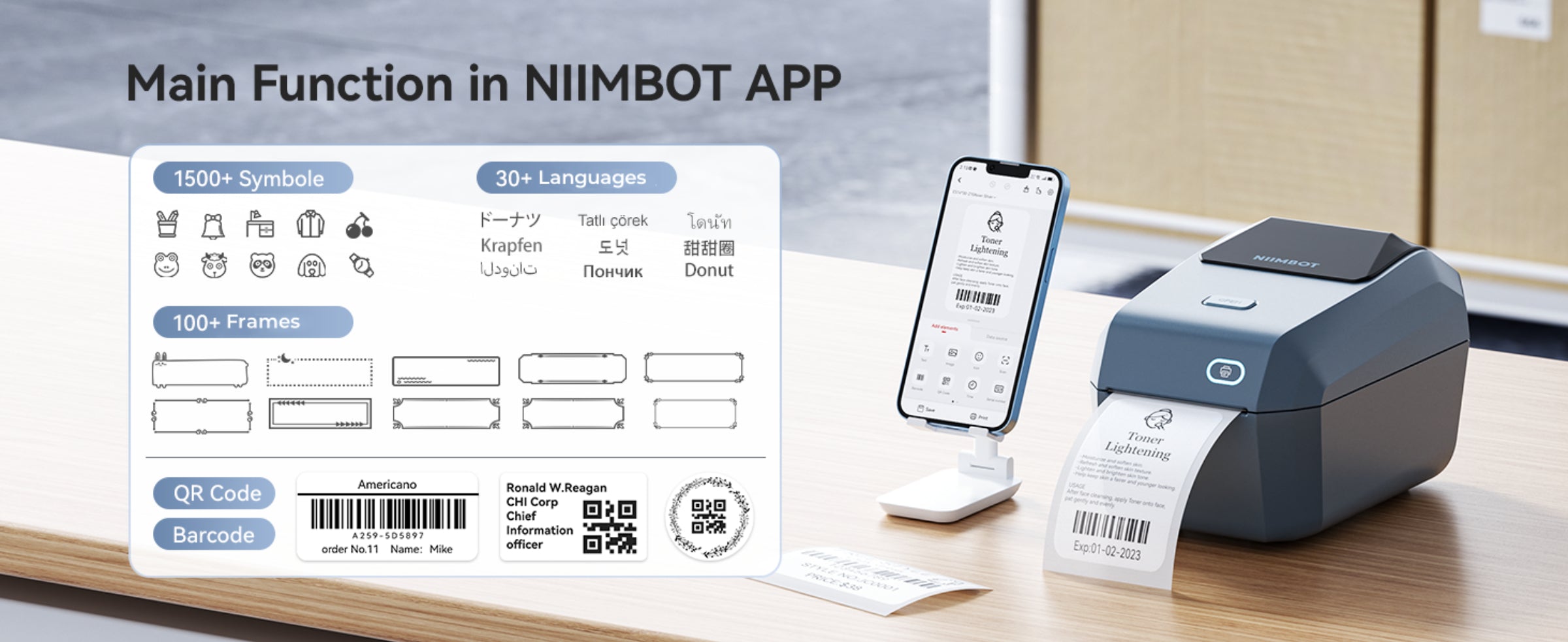 NIIMBOT - K3_W - IMPRIMANTE D'ÉTIQUETTES THERMIQUE PROFESSIONNELLE BLUETOOTH ET WIFI - COMPREND UN ROULEAU D'ÉTIQUETTES 50*30MM AVEC 900 ÉTIQUETTES