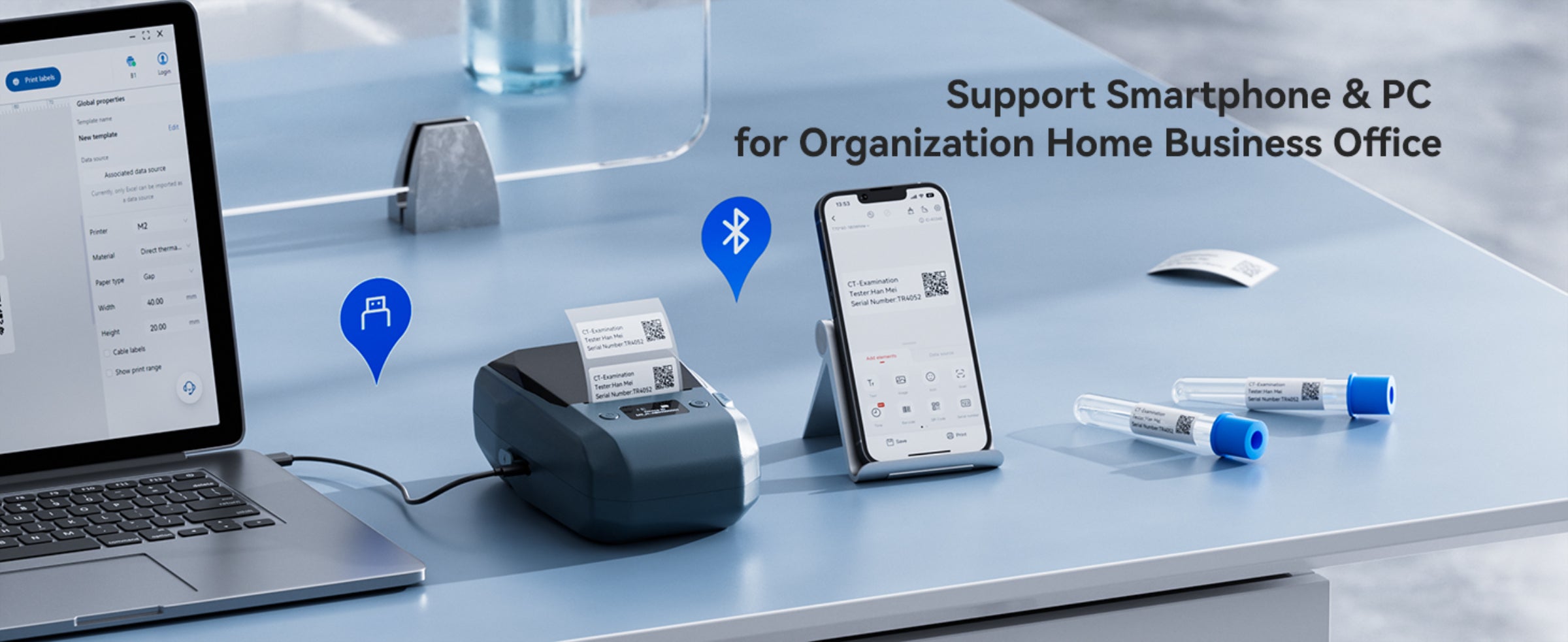 NB589 - NIIMBOT - M2_H - 300DPI THERMAL TRANSFER BLUETOOTH LABEL PRINTER - INCL BLACK RIBBON CARTRIDGE & WHITE 50X30MM LABEL