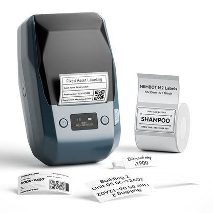 NB589 - NIIMBOT - MODEL: M2_H - THERMAL TRANSFER BLUETOOTH LABEL PRINTER - 300DPI - INCLUDING BLACK RIBBON CARTRIDGE & 50*30MM LABEL ROLL