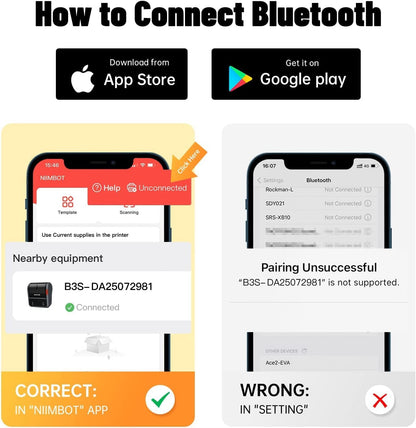 NB119 - NIIMBOT - B3S_PRO - PORTABLE THERMAL LABEL BLUETOOTH PRINTER INCLUDING FREE LABEL (70*40MM - WHITE)