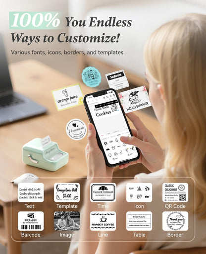 NB109 - NIIMBOT - B21 - PORTABLE THERMAL LABEL BLUETOOTH PRINTER INCLUDING FREE LABEL (50*30MM - WHITE)