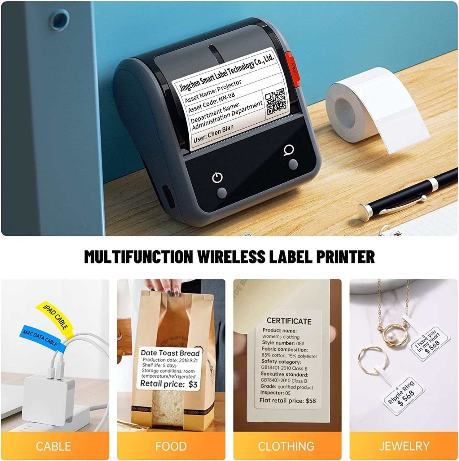 NB119 - NIIMBOT - B3S_PRO - PORTABLE THERMAL LABEL BLUETOOTH PRINTER INCLUDING FREE LABEL (70*40MM - WHITE)