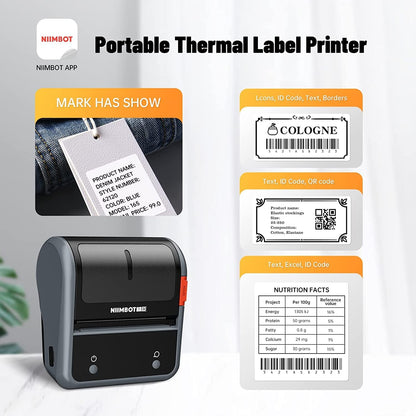 NB119 - NIIMBOT - B3S_PRO - PORTABLE THERMAL LABEL BLUETOOTH PRINTER INCLUDING FREE LABEL (70*40MM - WHITE)