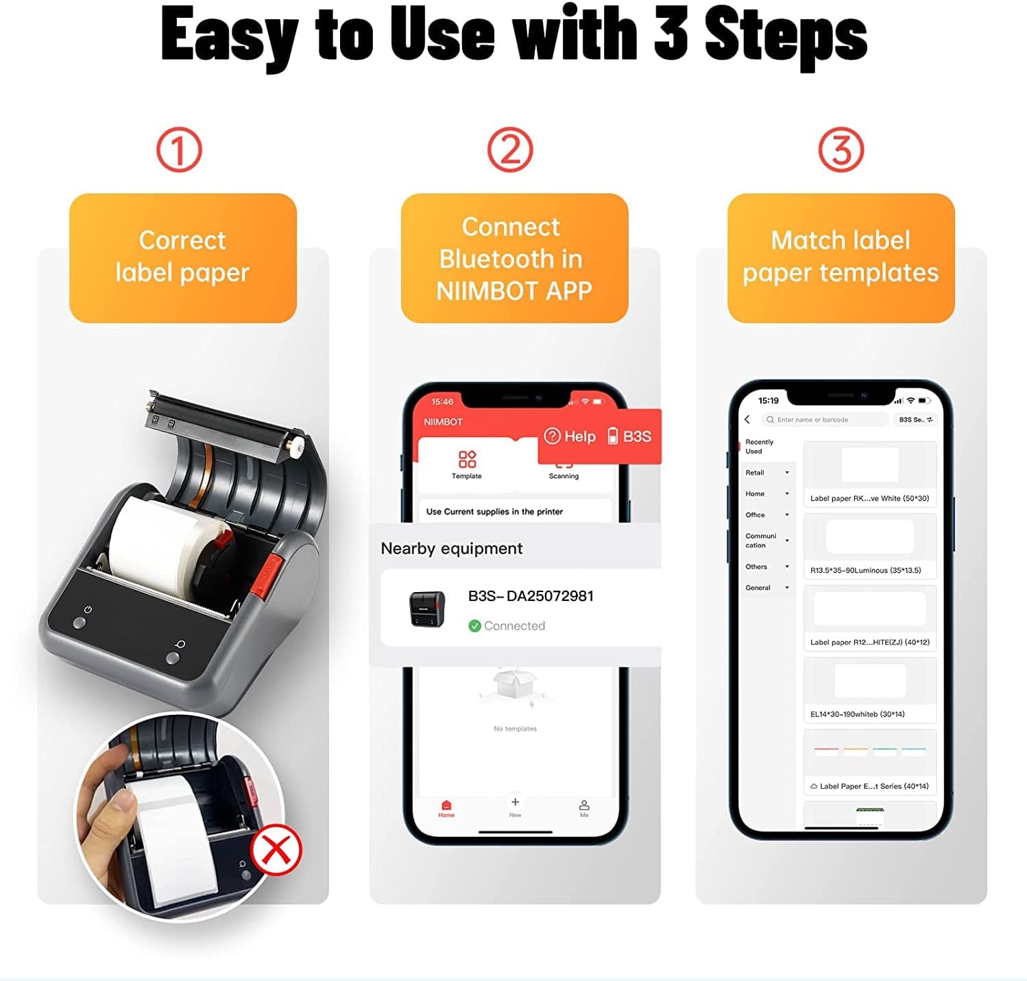 NB119 - NIIMBOT - B3S_PRO - PORTABLE THERMAL LABEL BLUETOOTH PRINTER INCLUDING FREE LABEL (70*40MM - WHITE)
