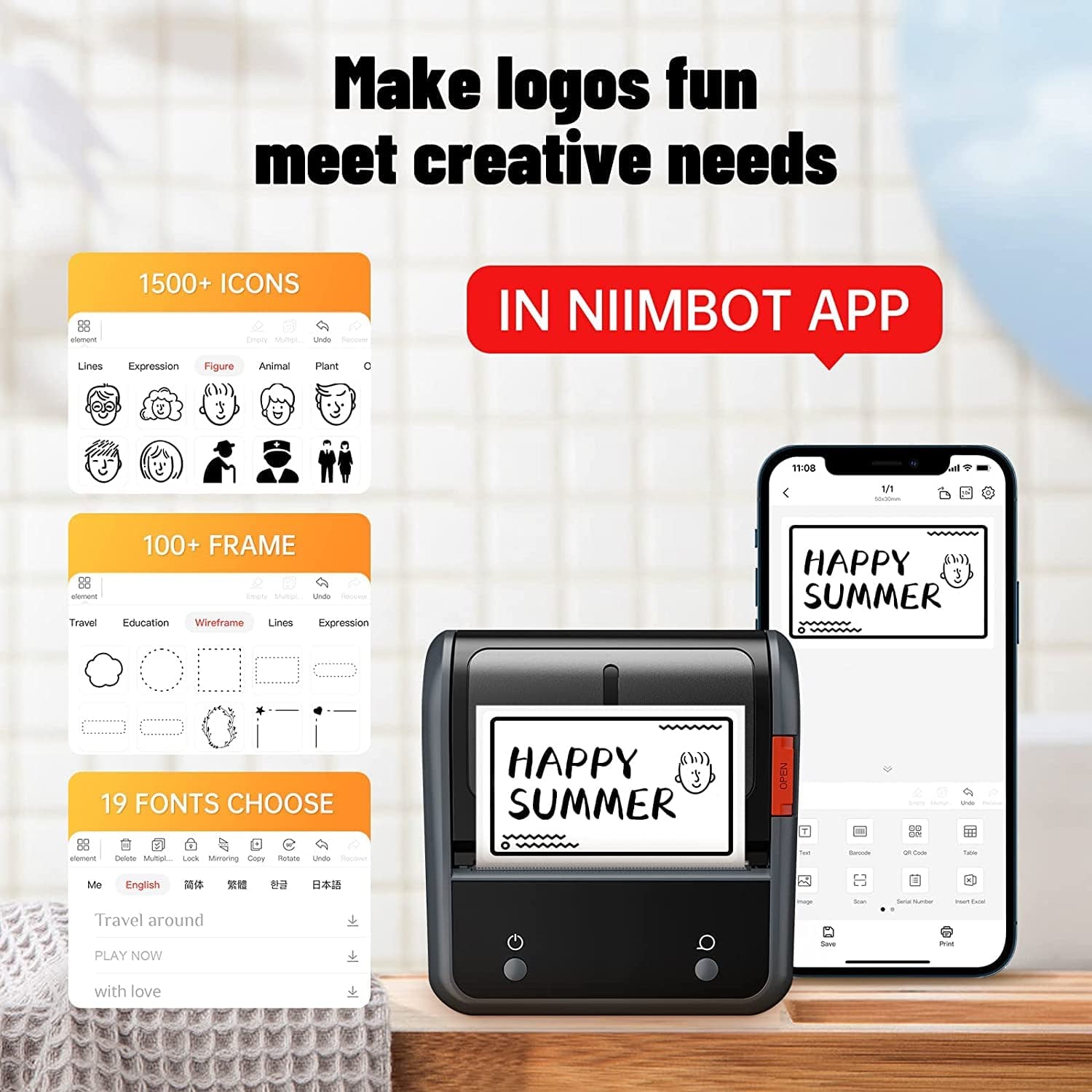 NB119 - NIIMBOT - B3S_PRO - PORTABLE THERMAL LABEL BLUETOOTH PRINTER INCLUDING FREE LABEL (70*40MM - WHITE)