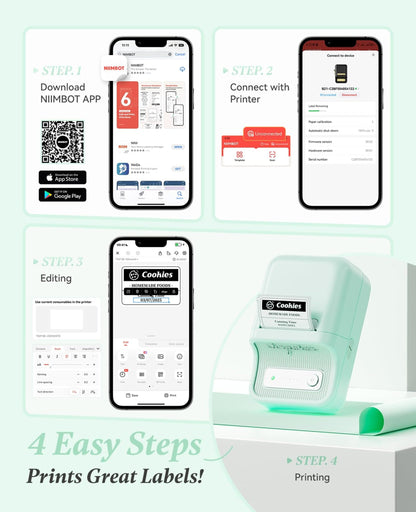 NB109 - NIIMBOT - B21 - PORTABLE THERMAL LABEL BLUETOOTH PRINTER INCLUDING FREE LABEL (50*30MM - WHITE)