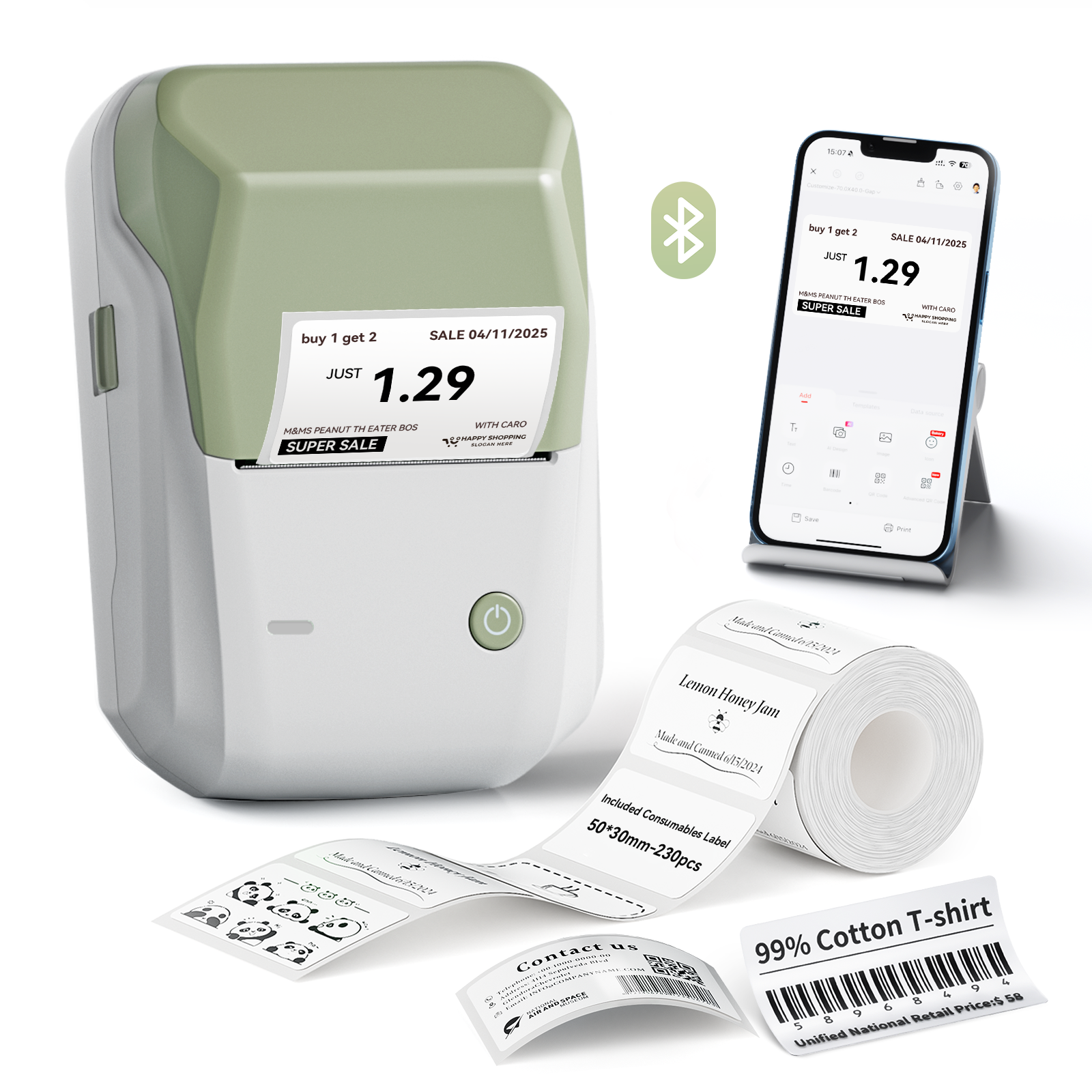 NB493 - NIIMBOT - B1 - STAMPANTE PORTATILE PER ETICHETTE TERMICHE BLUETOOTH CON ETICHETTA GRATUITA (50*30MM - BIANCO)