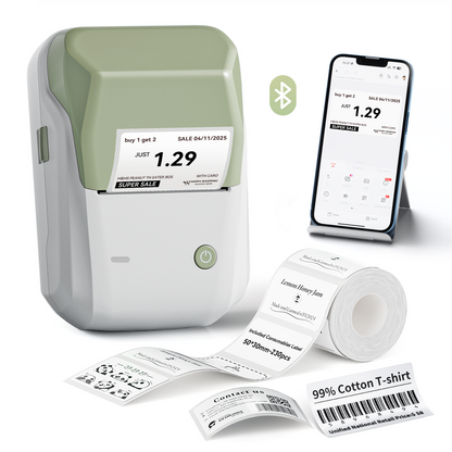 NB493 - NIIMBOT - B1 - STAMPANTE PORTATILE PER ETICHETTE TERMICHE BLUETOOTH CON ETICHETTA GRATUITA (50*30MM - BIANCO)